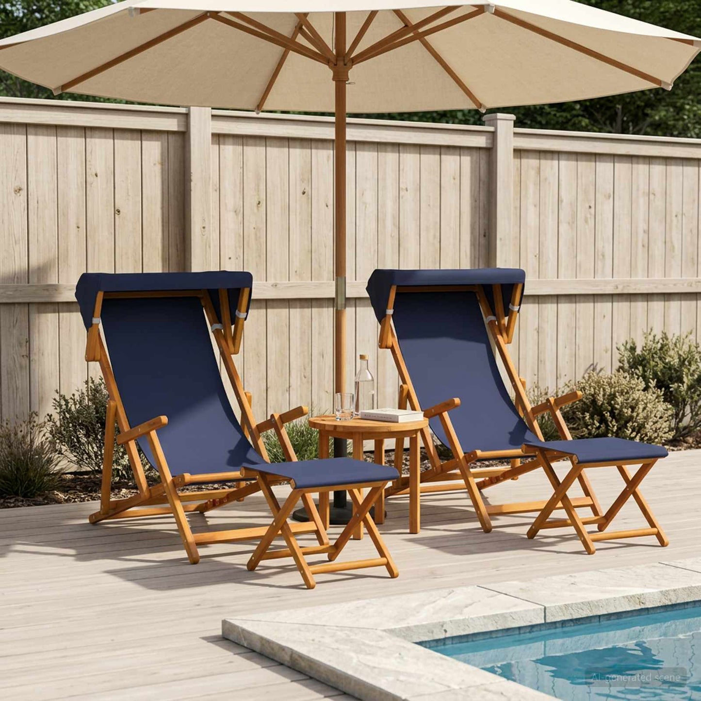 Hage Stol 4 pcs 3 Posisjon Solid Eucalyptus Tre Blå