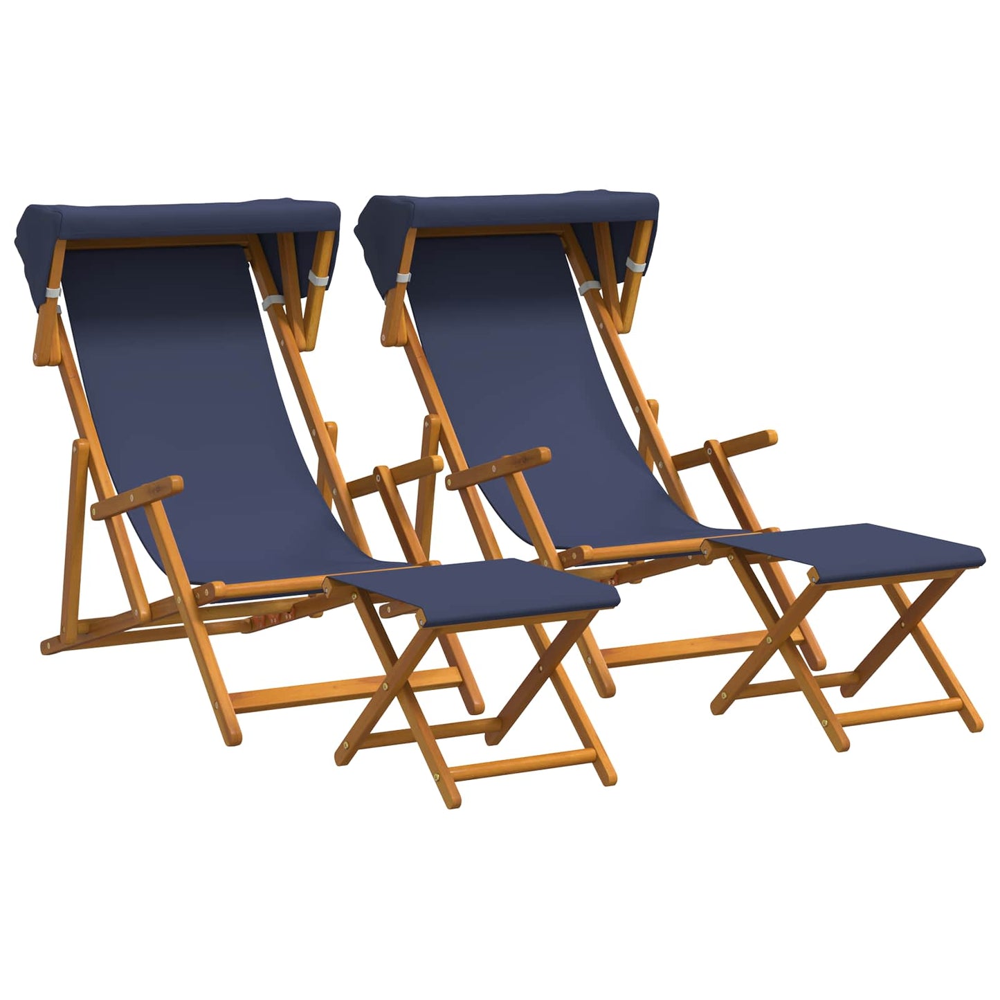 Hage Stol 4 pcs 3 Posisjon Solid Eucalyptus Tre Blå