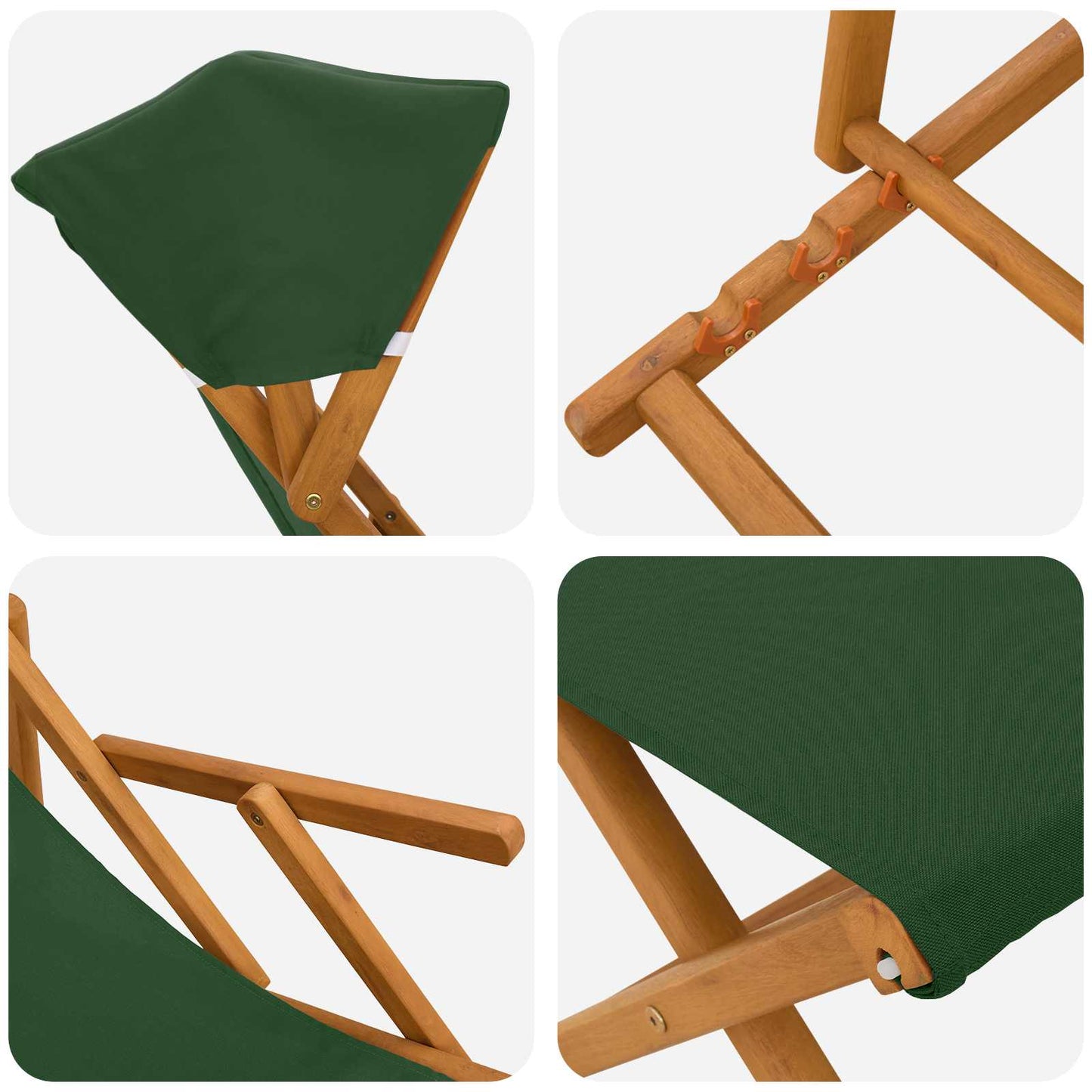Hage Stol 4 pcs 3 Posisjon Solid Eucalyptus Tre Grønn