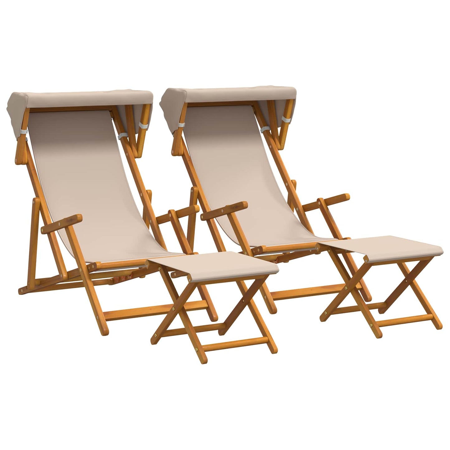 Hage Stol 4 pcs 3 Posisjon Solid Eucalyptus Tre Beige