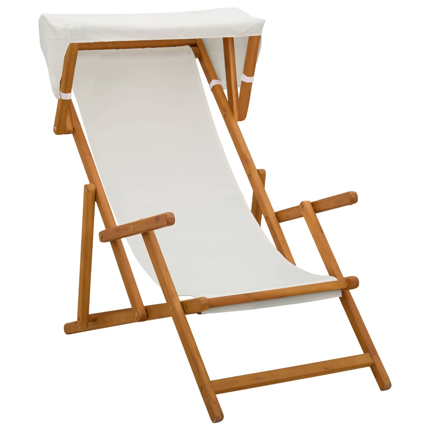 Hage Stol 2 pcs 3 Posisjon Solid Eucalyptus Tre Krem