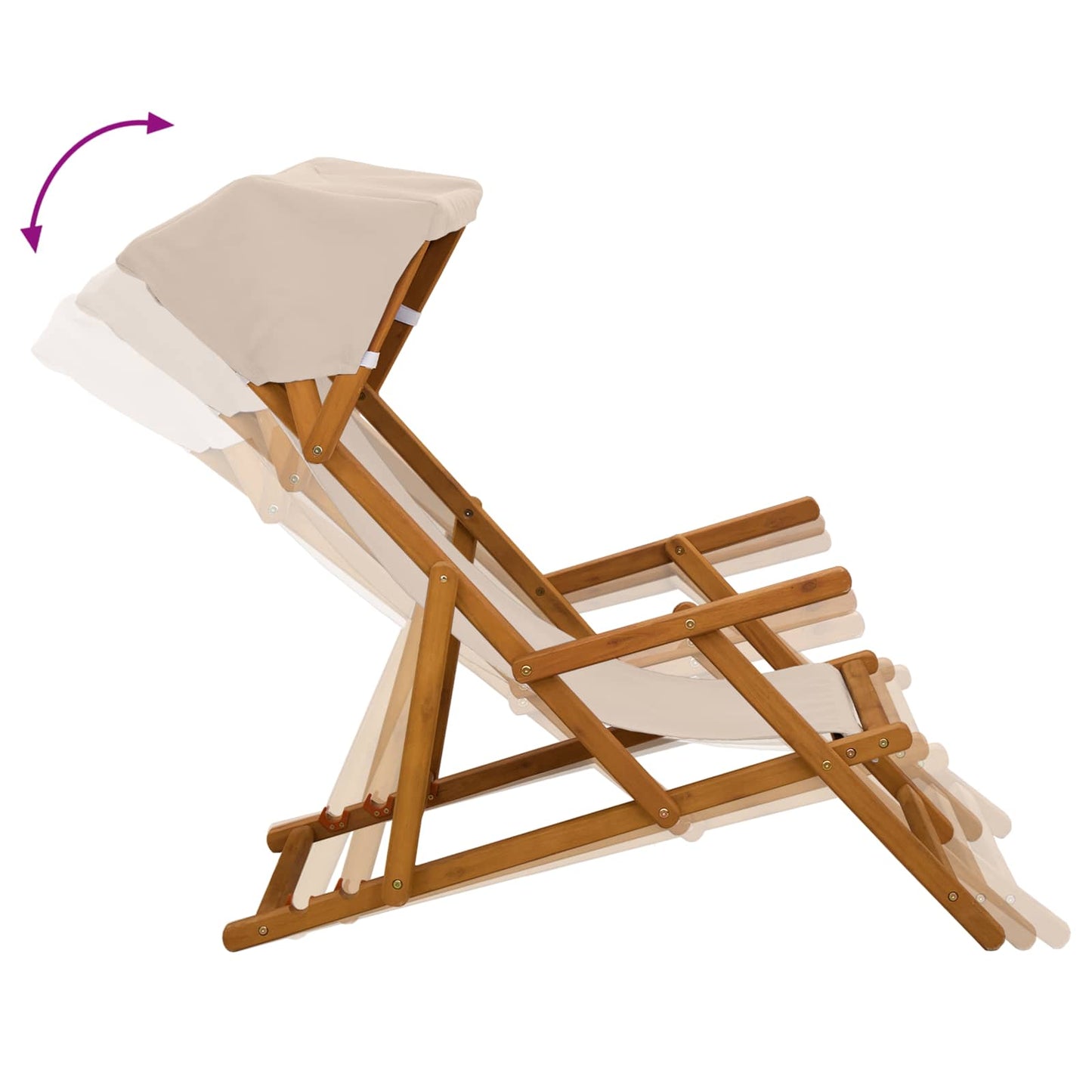 Hage Stol 2 pcs 3 Posisjon Solid Eucalyptus Tre Beige