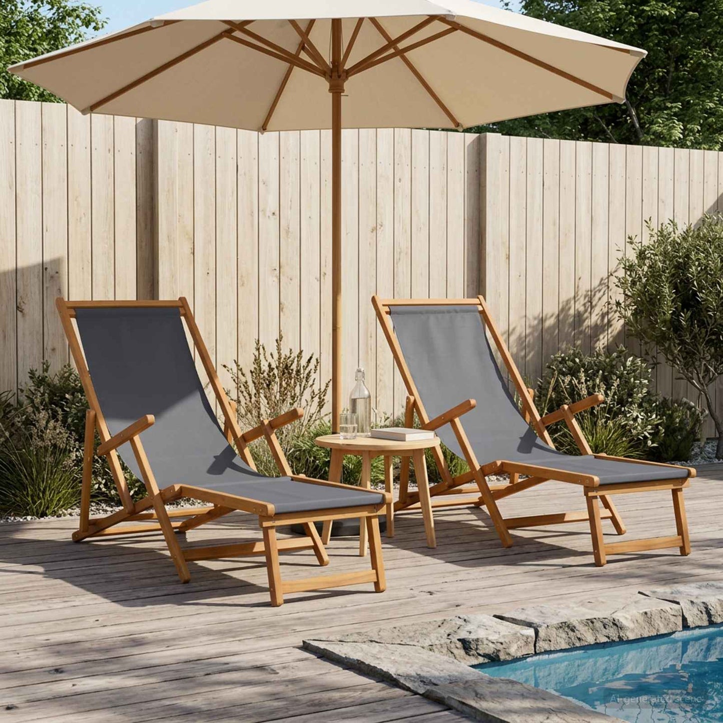 Sammenleggbar solstol 2 pcs 3 Posisjon Solid Eucalyptus Tre Grå