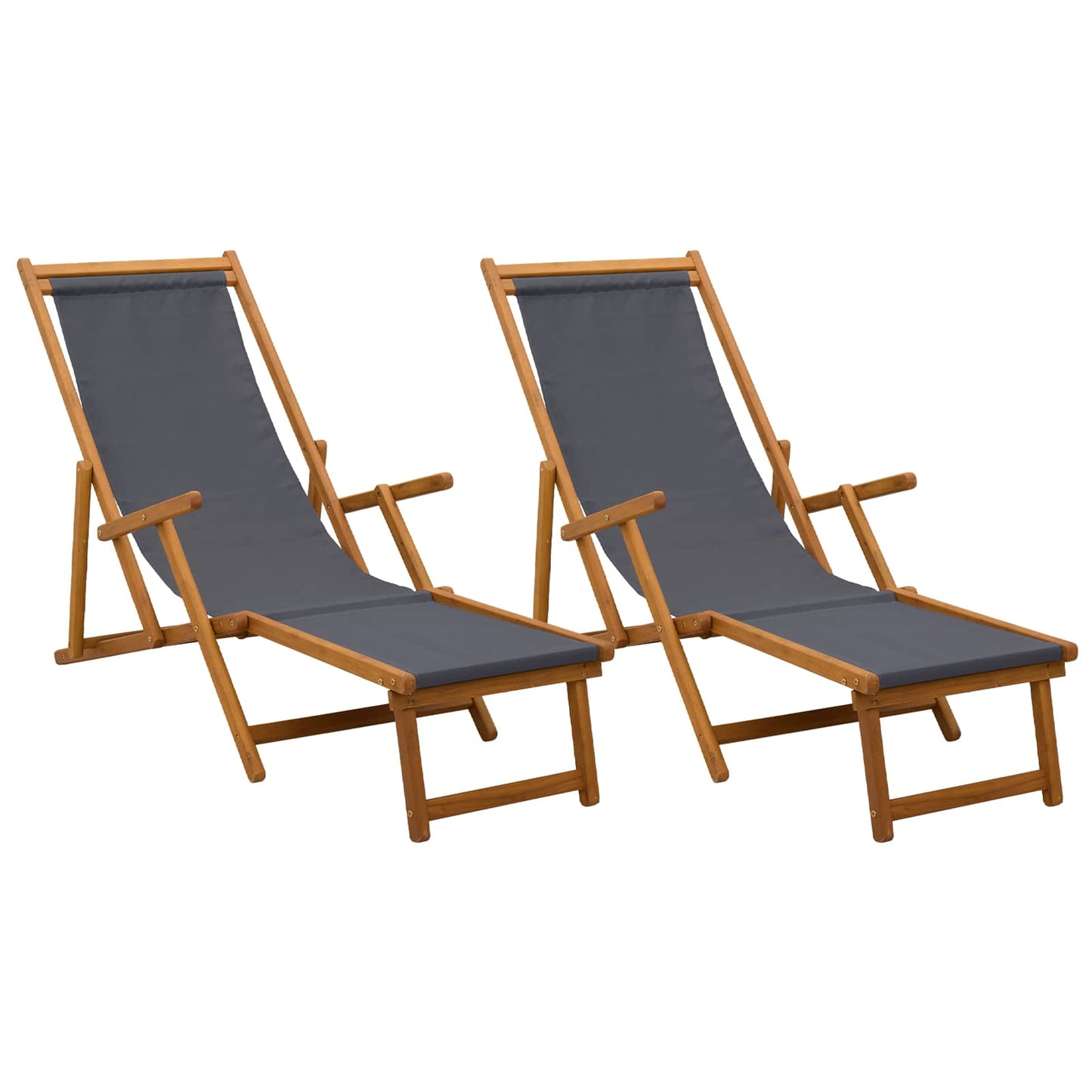 Sammenleggbar solstol 2 pcs 3 Posisjon Solid Eucalyptus Tre Grå