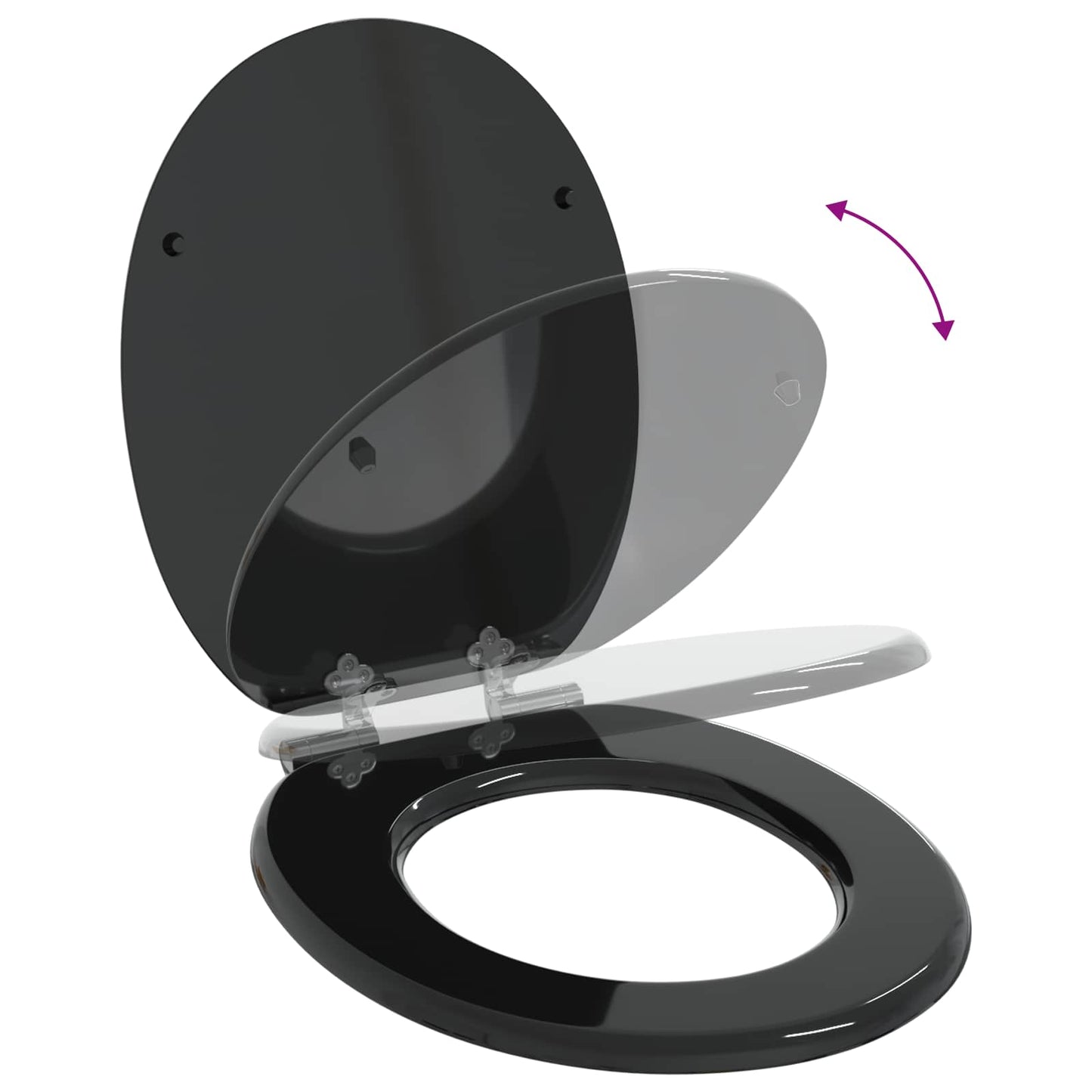 Myk-lukking toalettsete Svart 44 x 38 cm MDF-plater