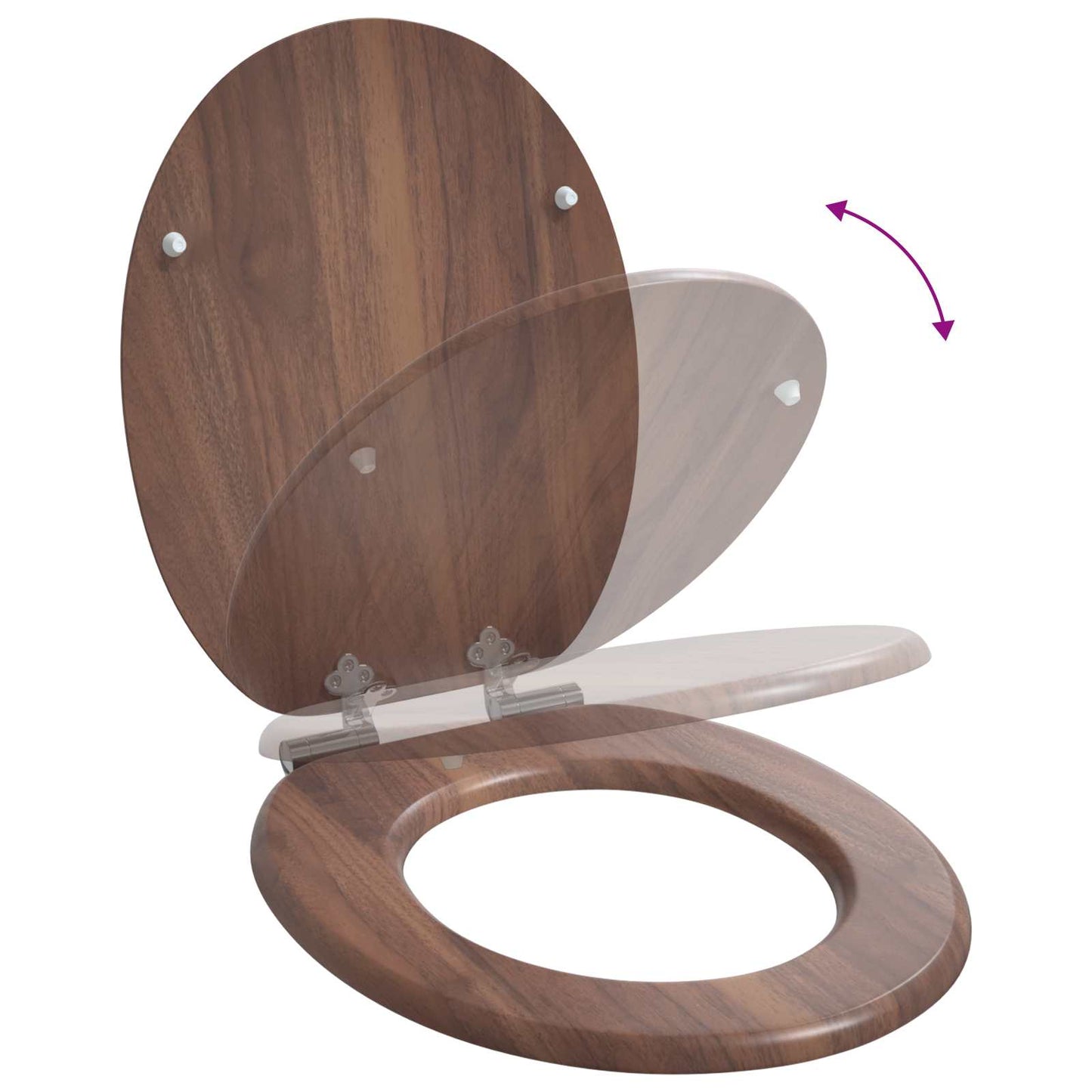 Myk-lukking toalettsete Brun 44 x 38 cm MDF-plater