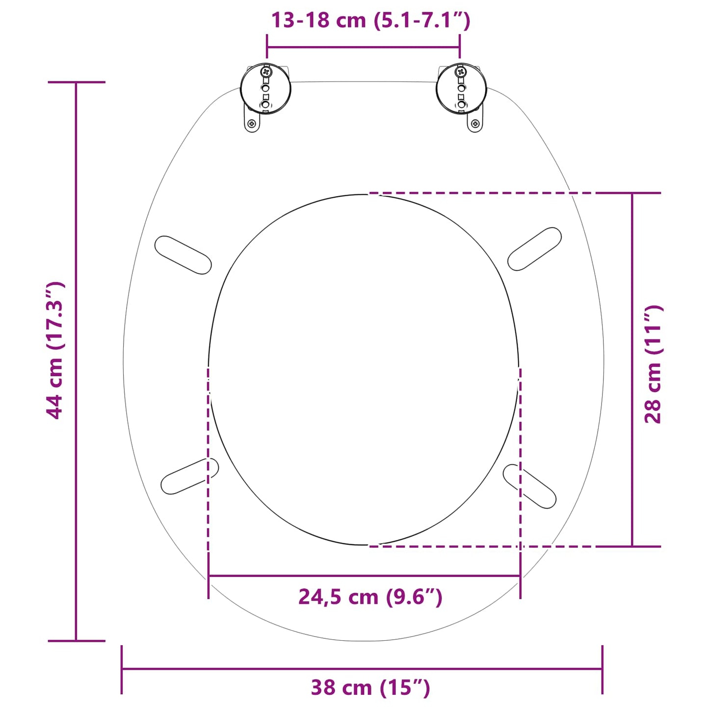 Myk-lukking toalettsete Flerfarget 44 x 38 cm MDF-plater