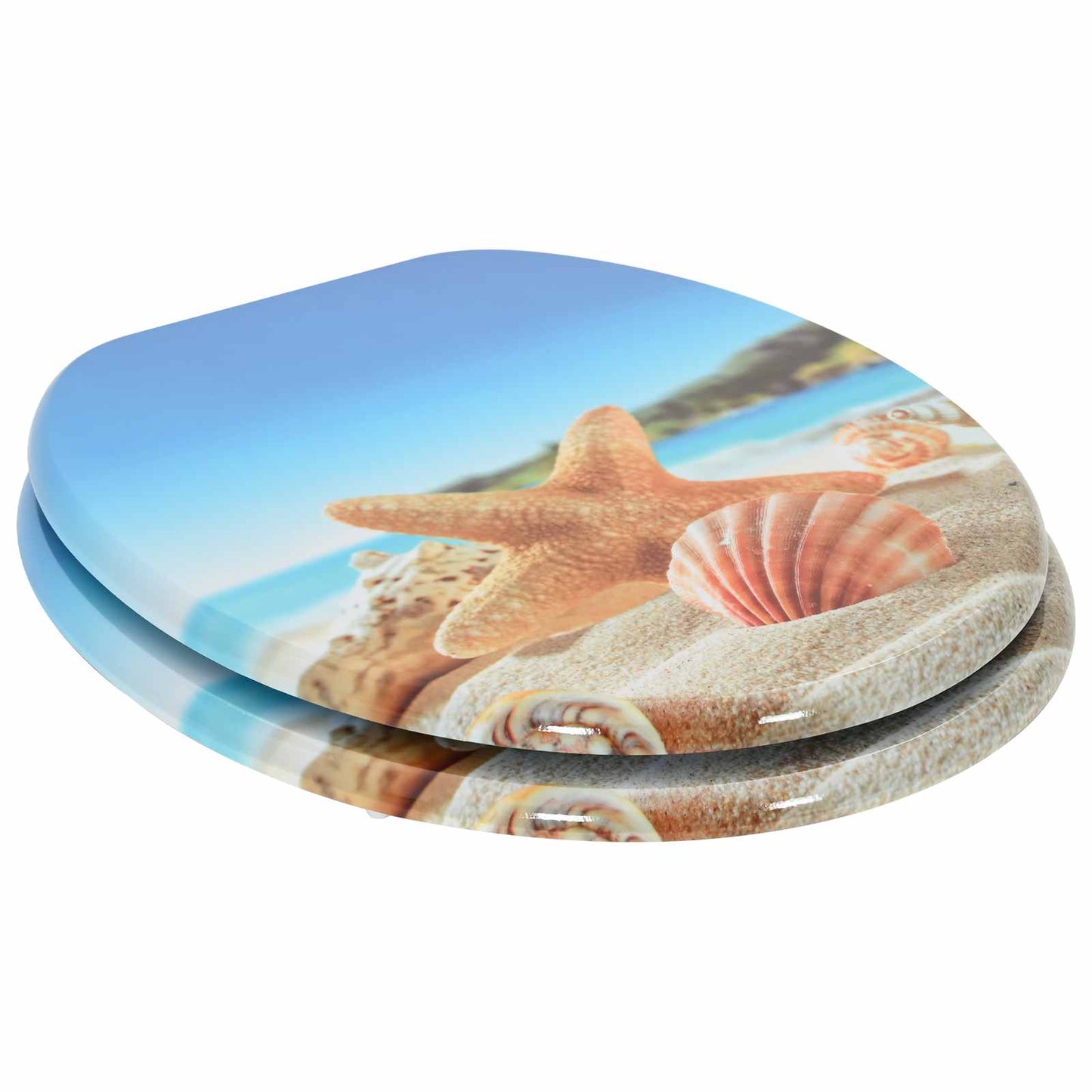 Myk-lukking toalettsete Lys blå 44 x 38 cm MDF-plater