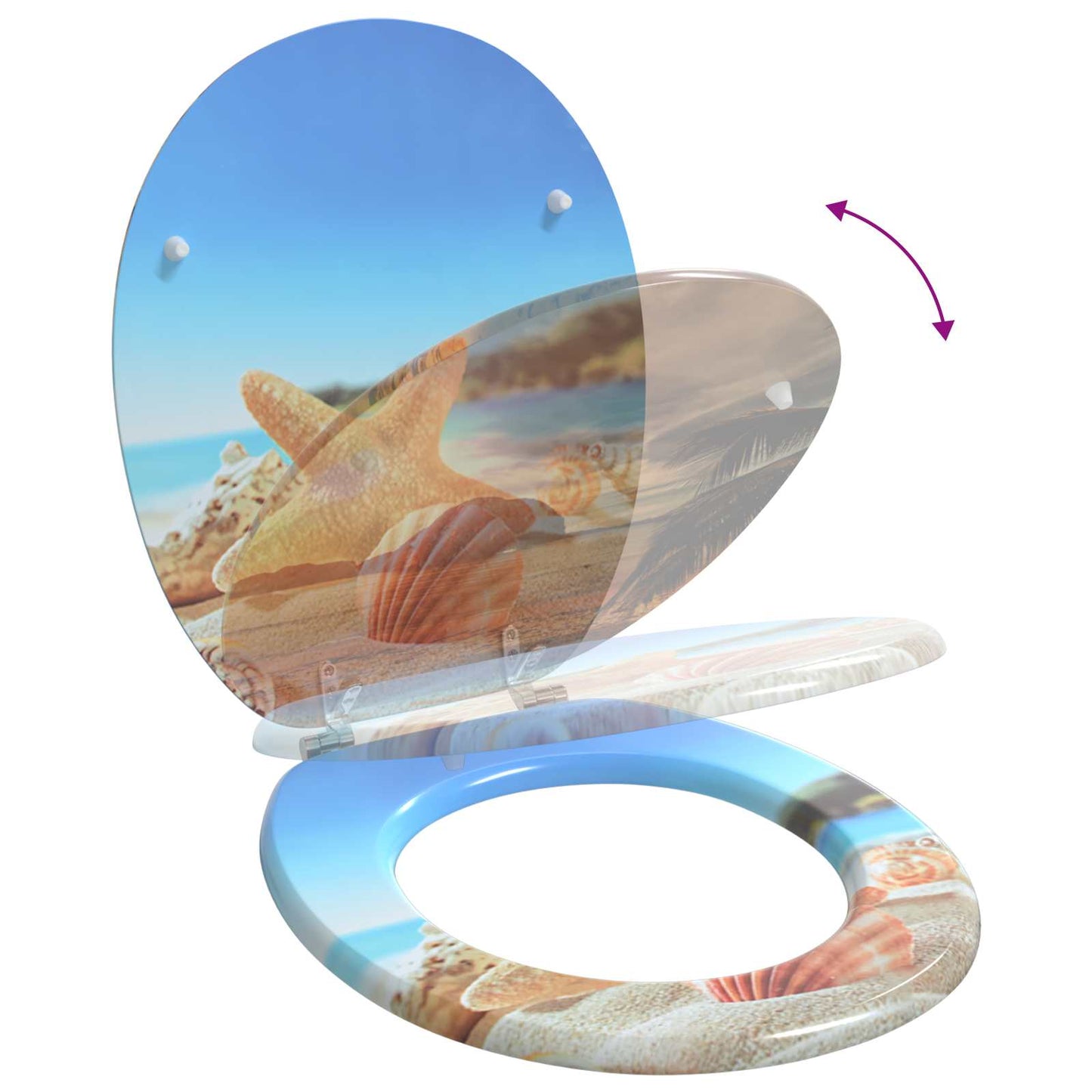 Myk-lukking toalettsete Lys blå 44 x 38 cm MDF-plater