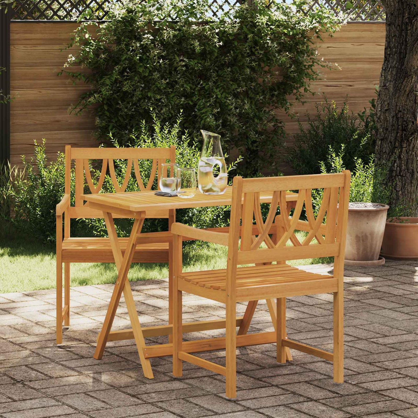 Hagestoler 2 pcs Naturlig Solid akasietre
