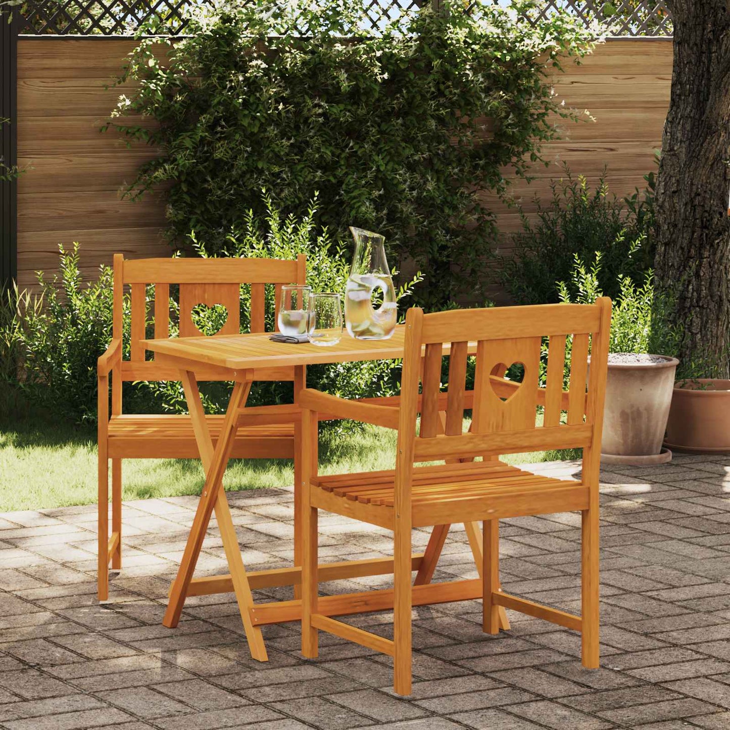 Utendørs benk 2 pcs Naturlig 56 x 55,5 x 90 cm Solid akasietre