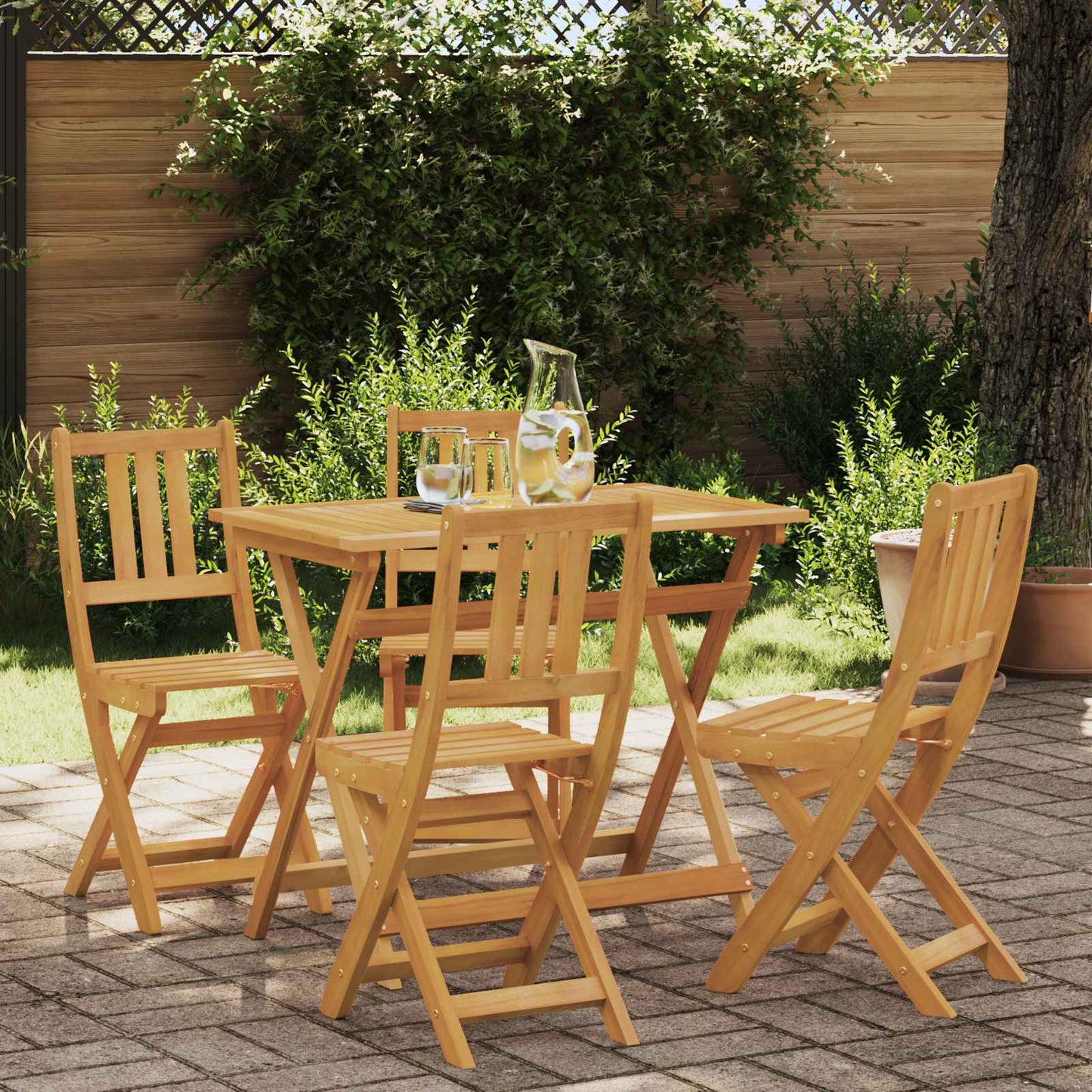 Utendørs Bistro Stoler med pute 4 pcs Naturlig 40 x 42 x 85 cm