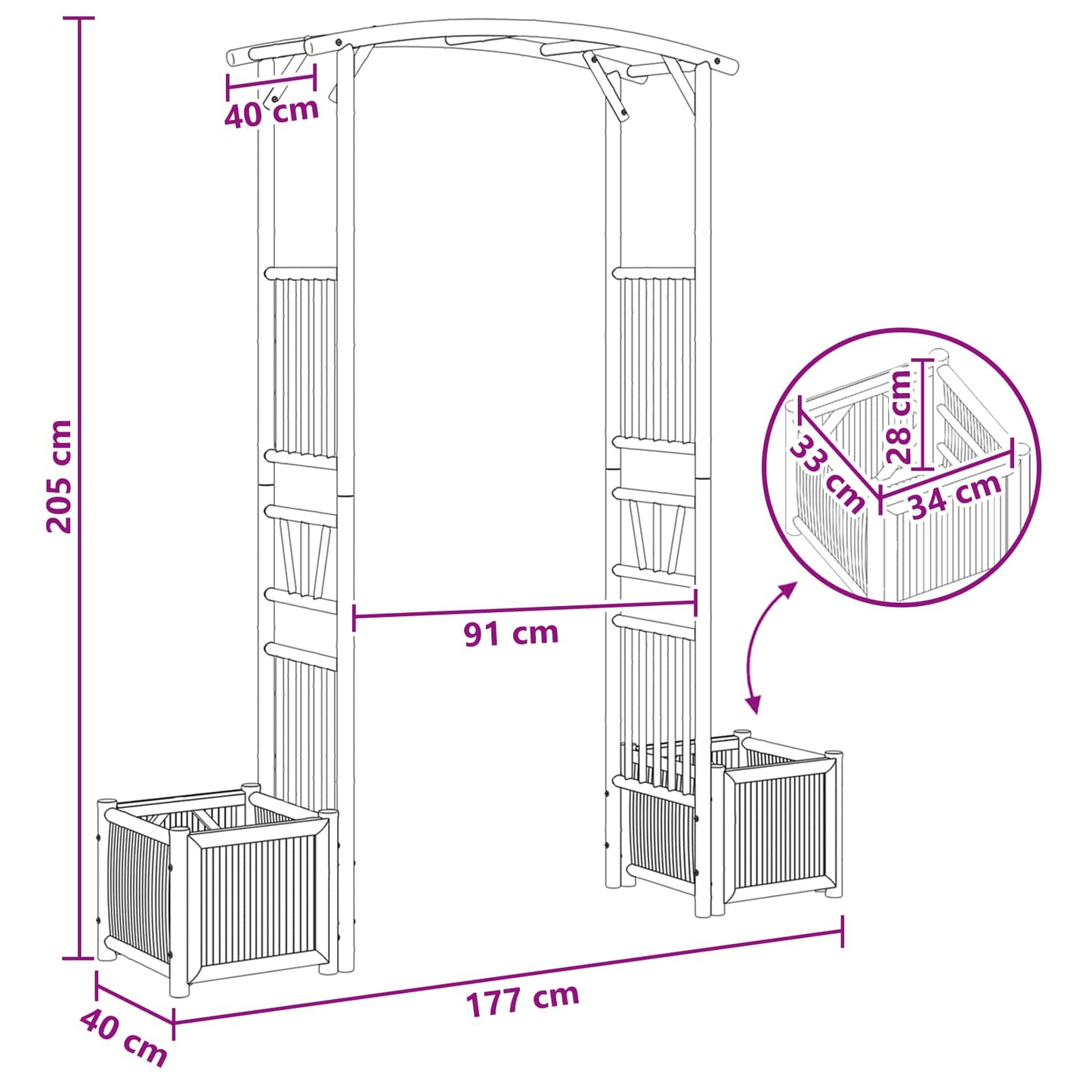 Hagebue Naturlig 177 x 40 x 205 cm Bambus