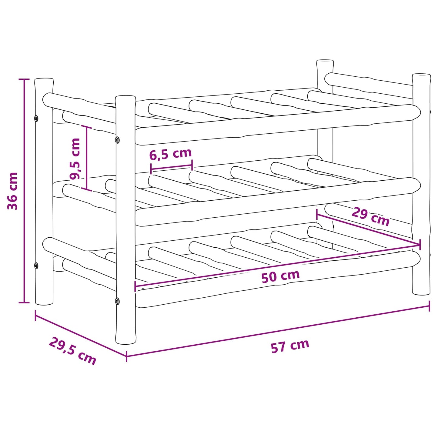 Vinhylle Naturlig 57 x 29,5 x 36 cm Bambus