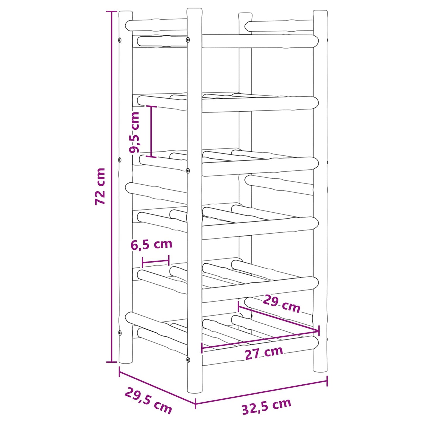 Vinhylle Naturlig 32,5 x 29,5 x 72 cm Bambus