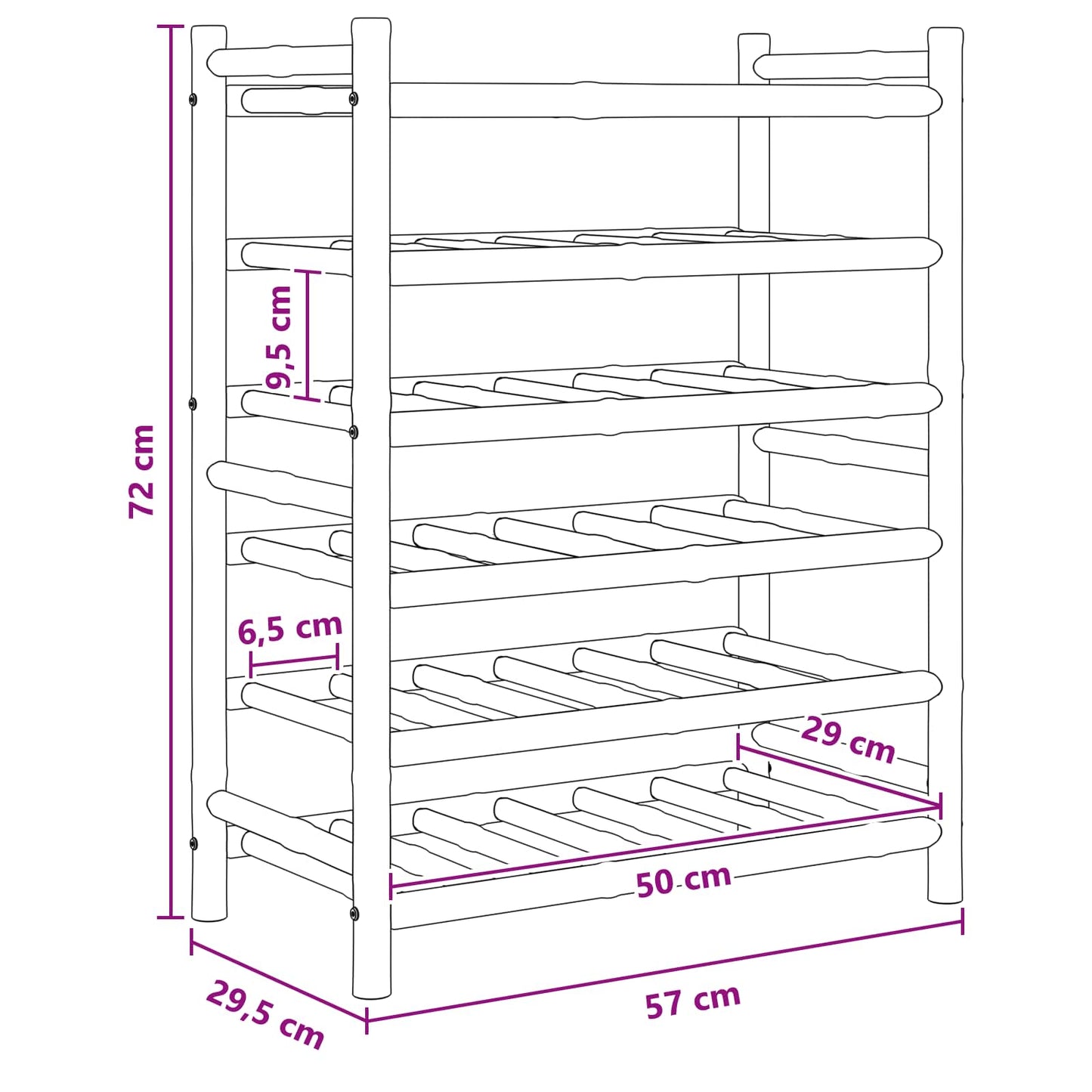 Vinhylle Naturlig 57 x 29,5 x 72 cm Bambus
