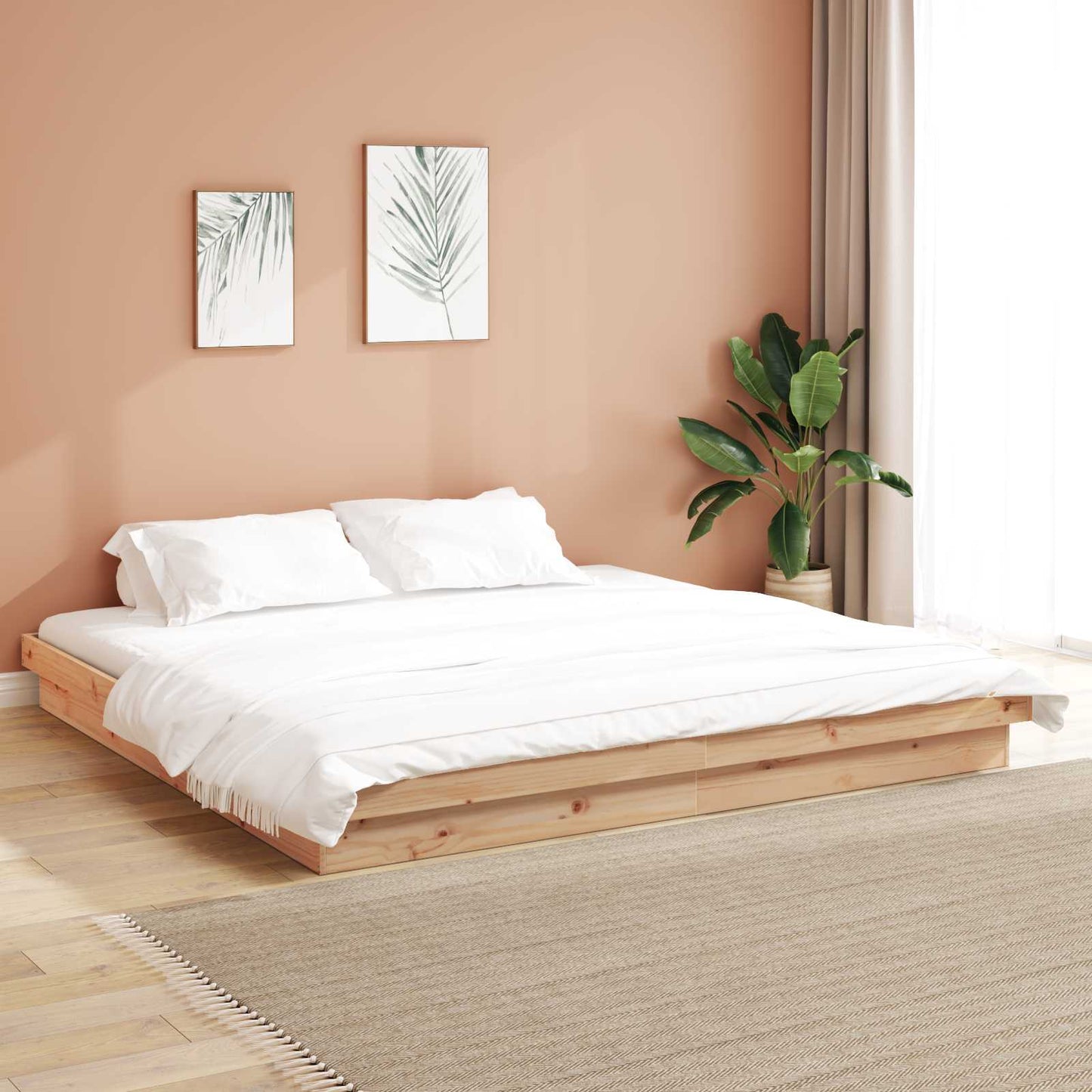 Sengestamme Naturlig 200 x 200 cm Massiv furu