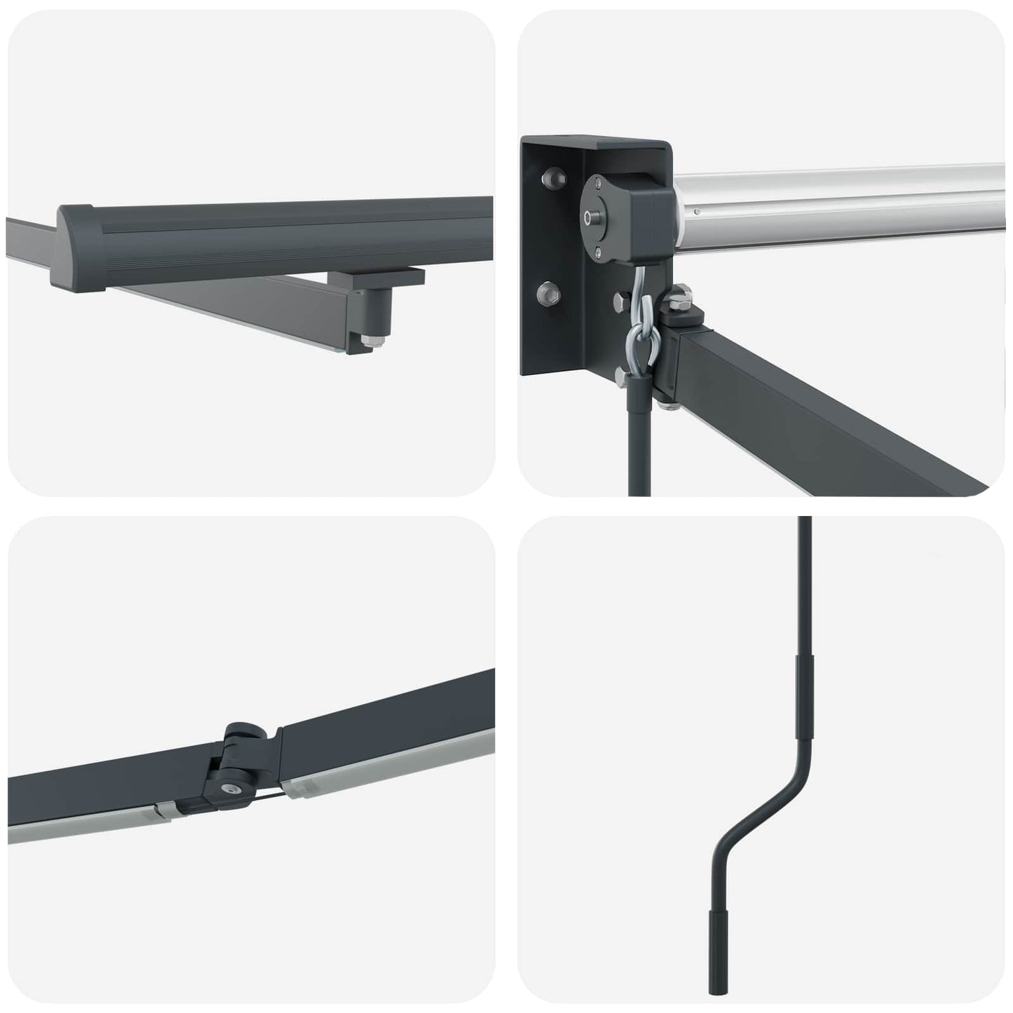 Elektrisk uttrekkbar markiseramme Antrasitt 4 × 3 m Aluminium