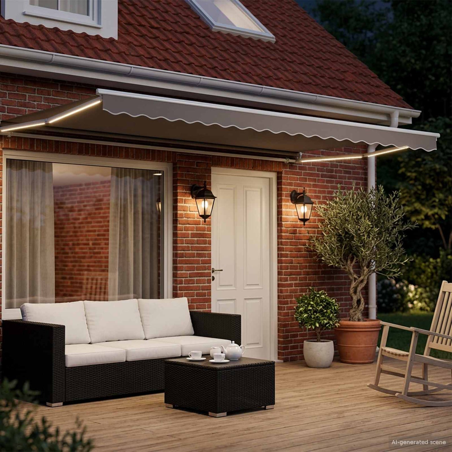 Elektrisk uttrekkbar markiseramme Hvit 4 × 3 m Aluminium