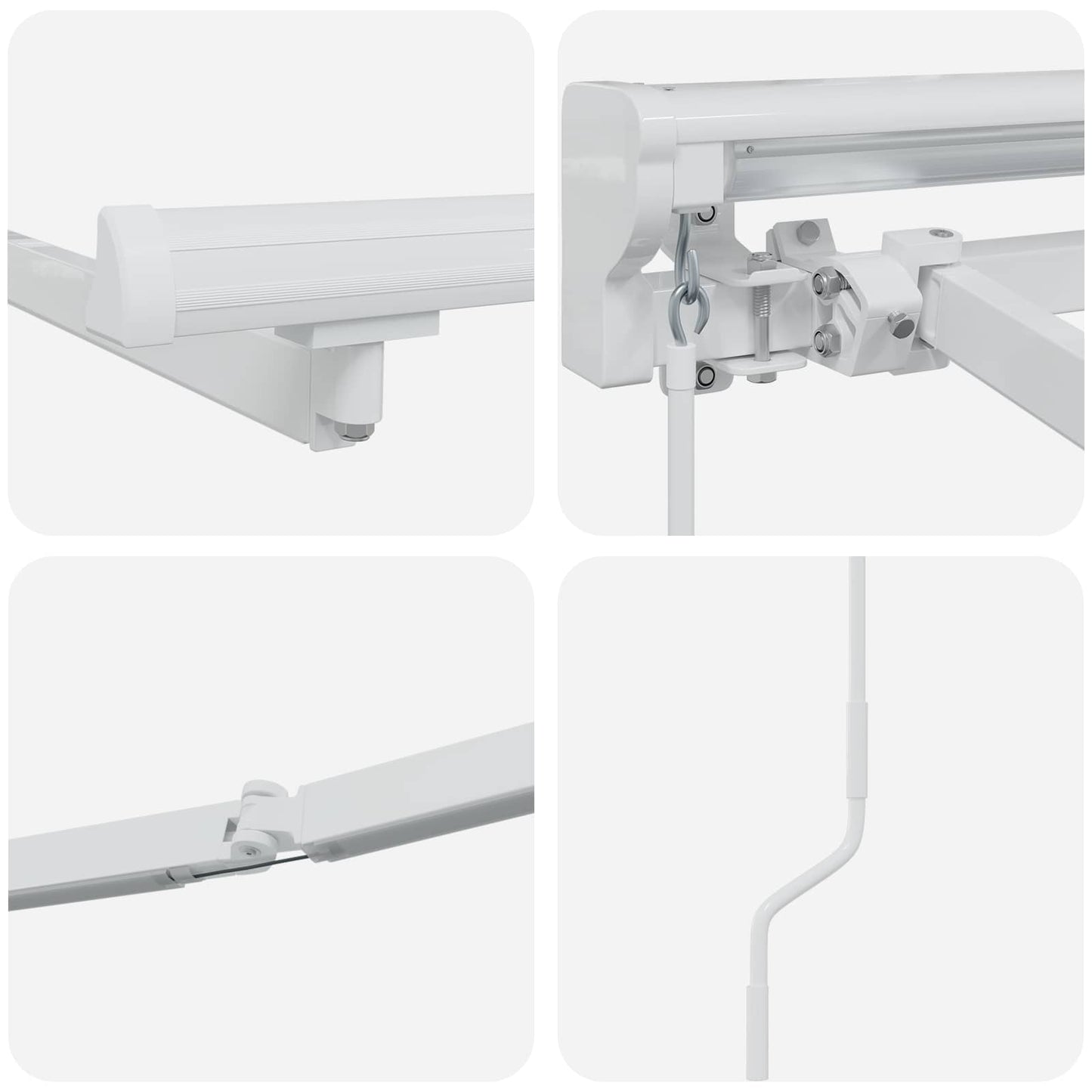 Manuell markiseramme med LEDs Hvit 5 x 3 m Aluminium