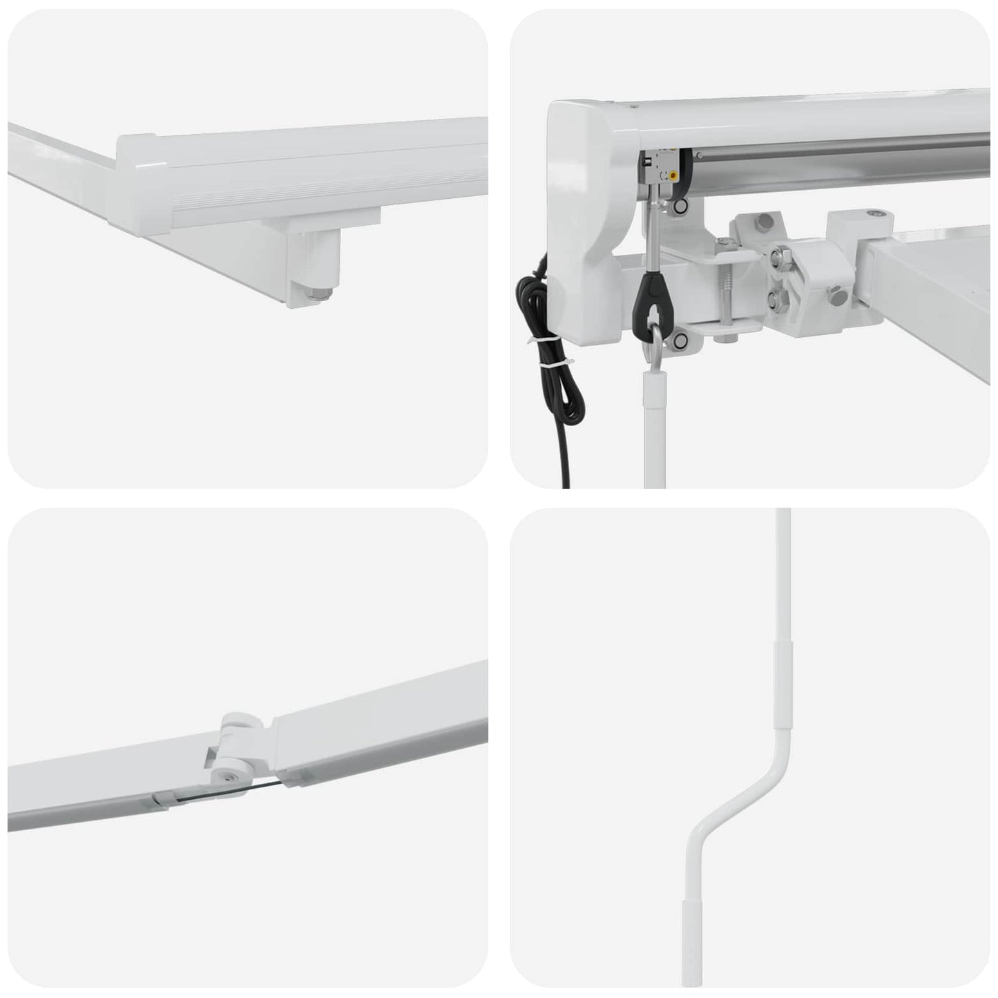 Elektrisk markisedukke med LED Hvit 4,5 × 3 m Aluminium