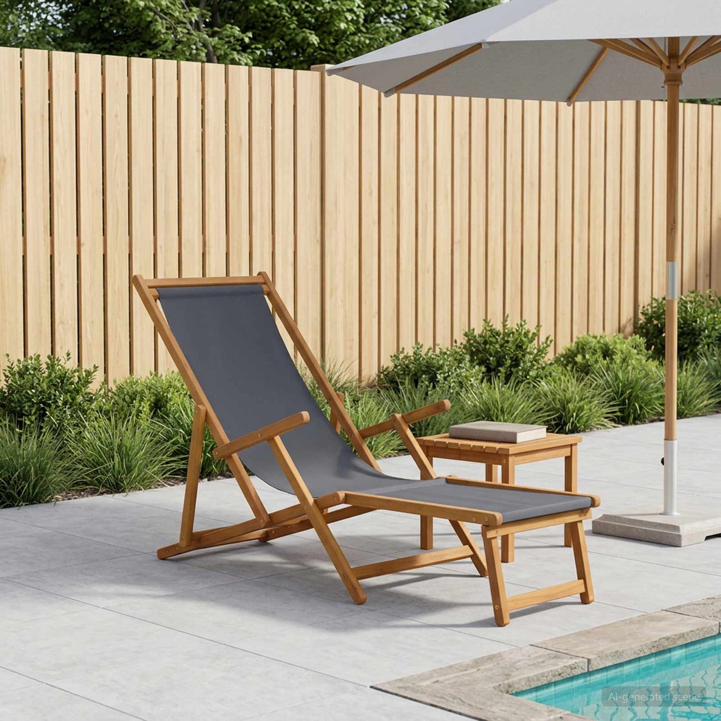 Sammenleggbar solstol 3 Posisjon Solid Eucalyptus Tre Grå