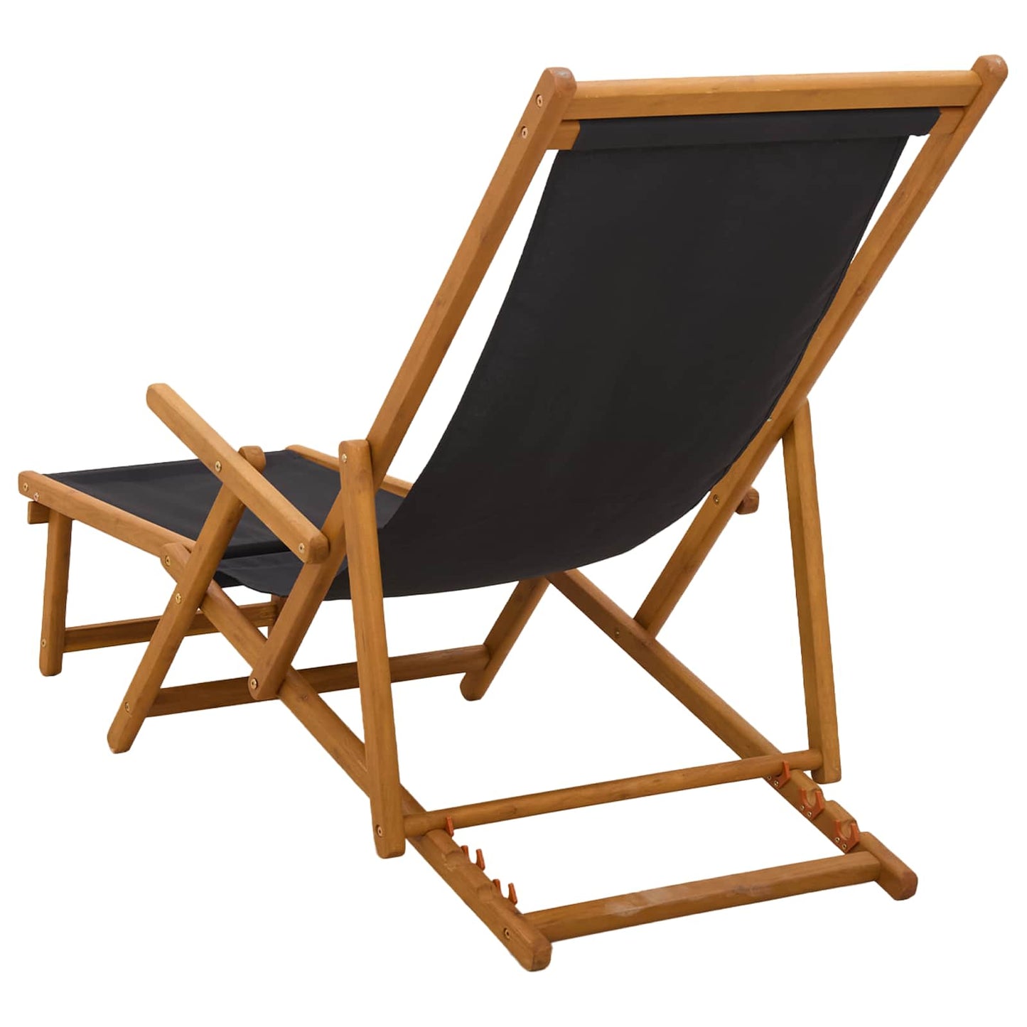 Sammenleggbar solstol 3 Posisjon Solid Eucalyptus Tre Svart