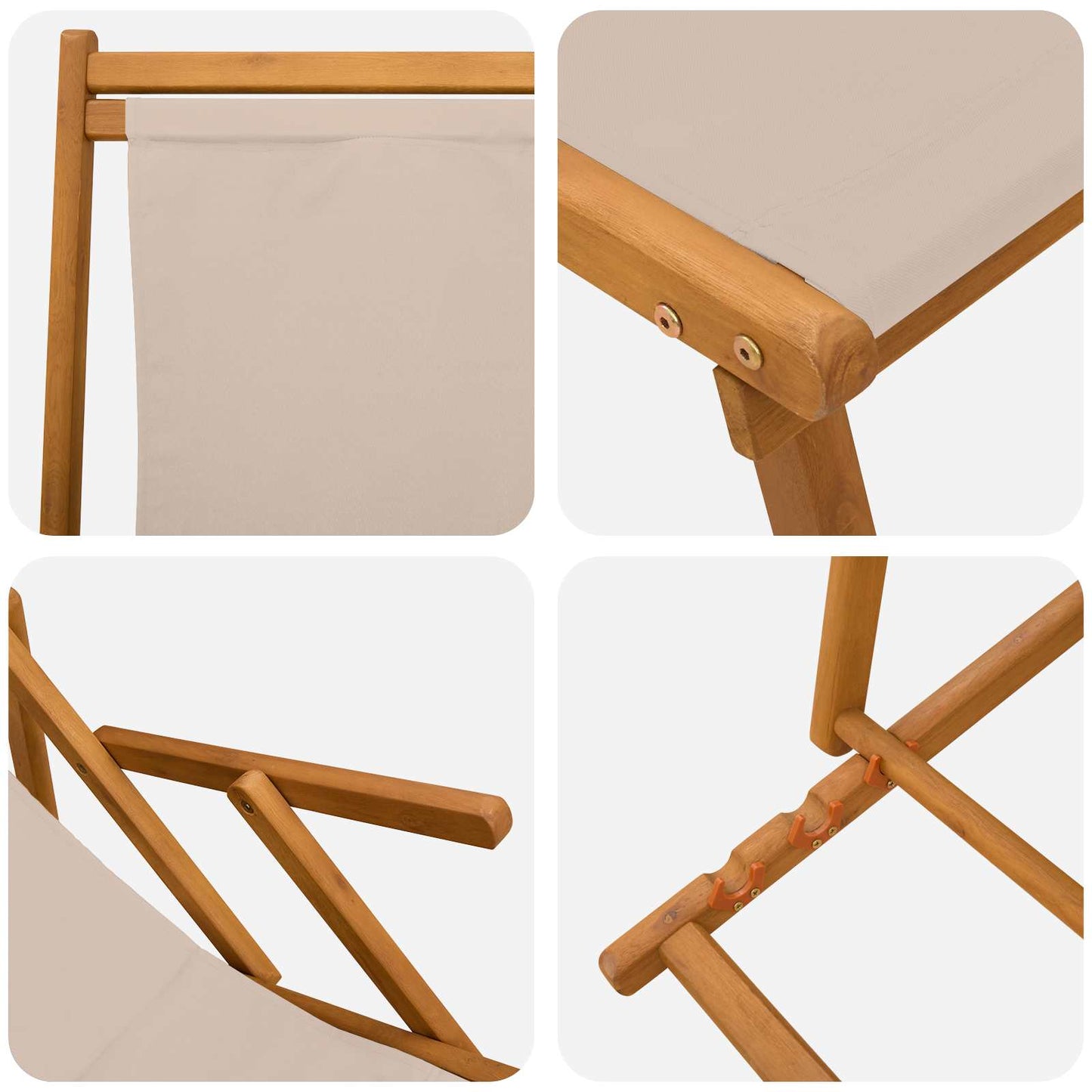 Sammenleggbar solstol Solid Eucalyptus Tre Beige