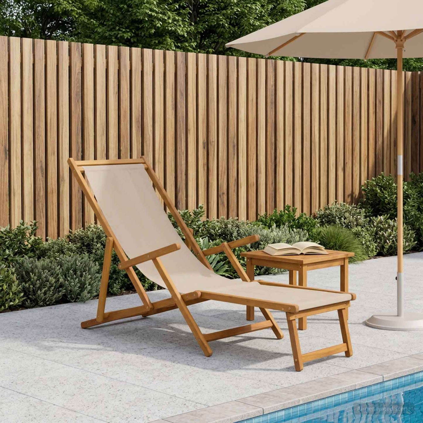 Sammenleggbar solstol Solid Eucalyptus Tre Beige