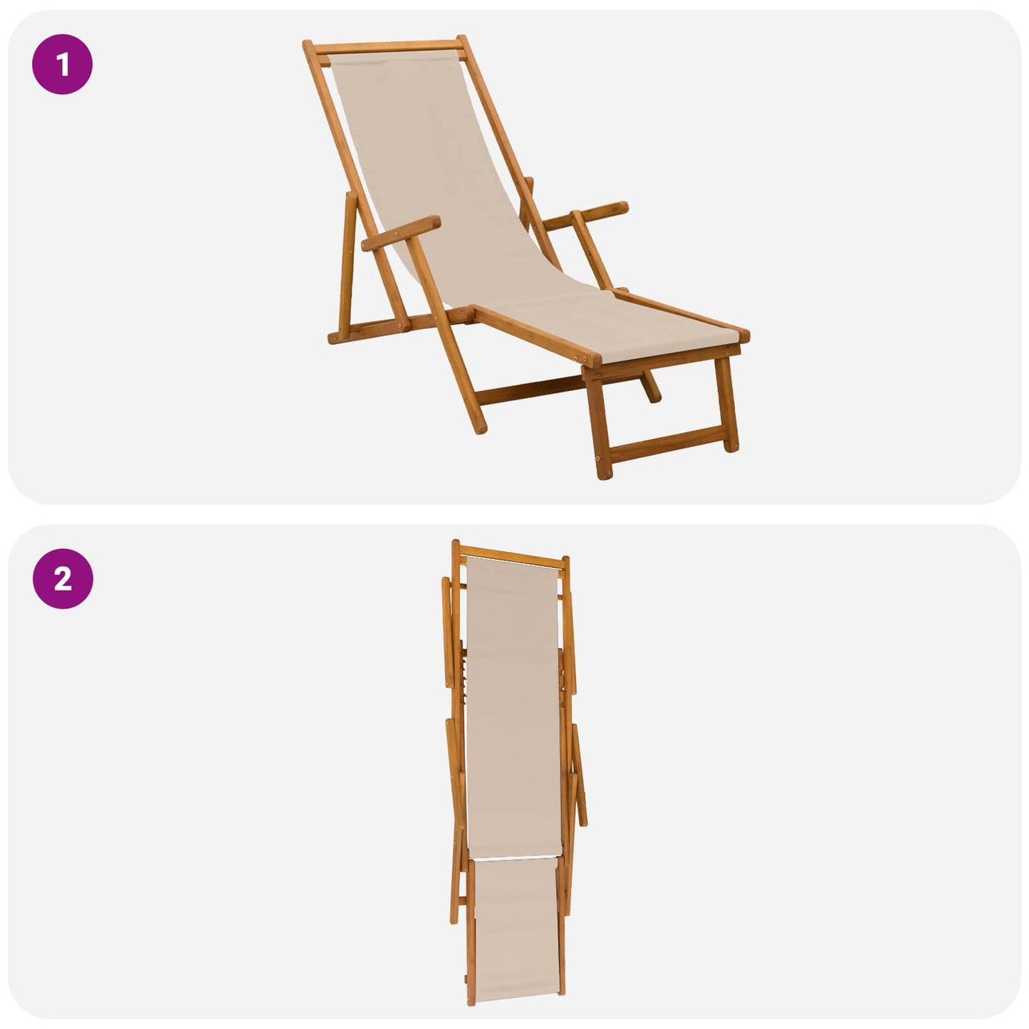 Sammenleggbar solstol Solid Eucalyptus Tre Beige