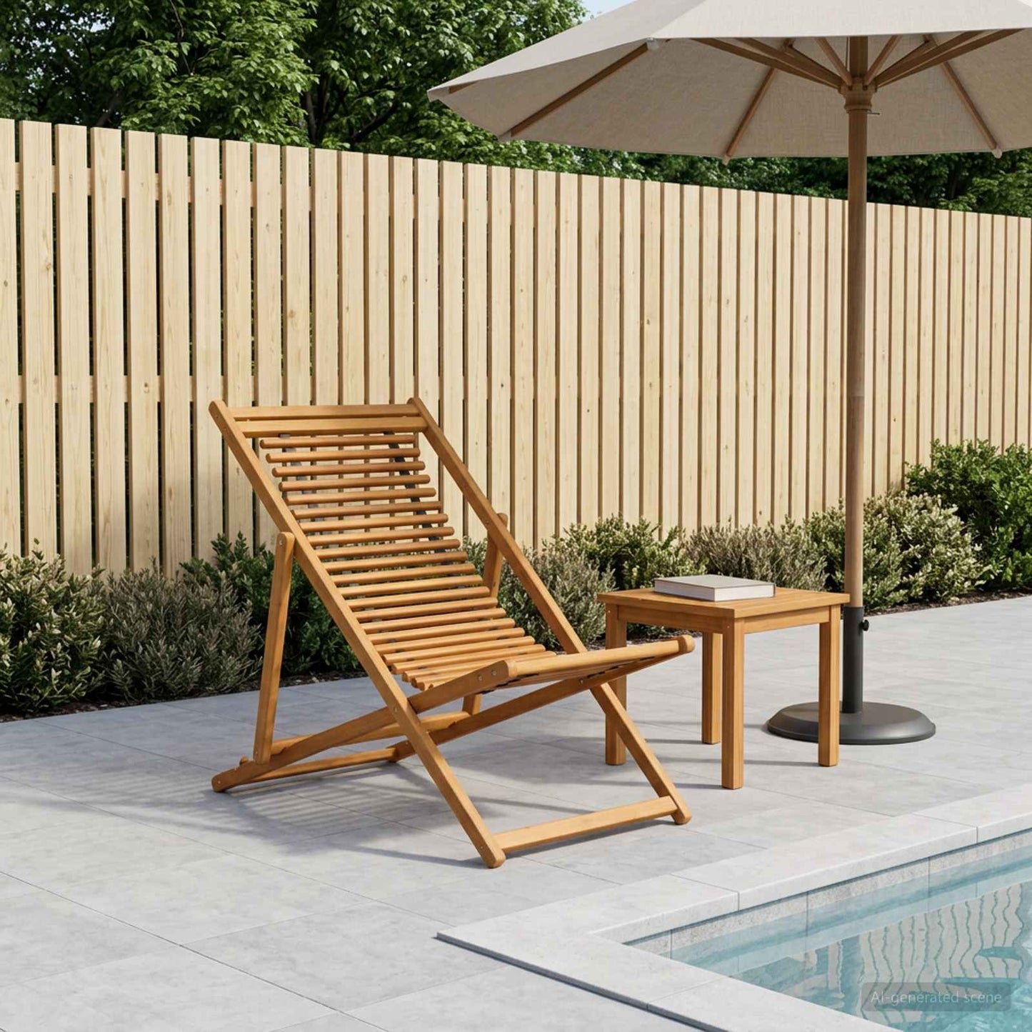 Hage Stol 3 Posisjon Solid Eucalyptus Tre Naturlig