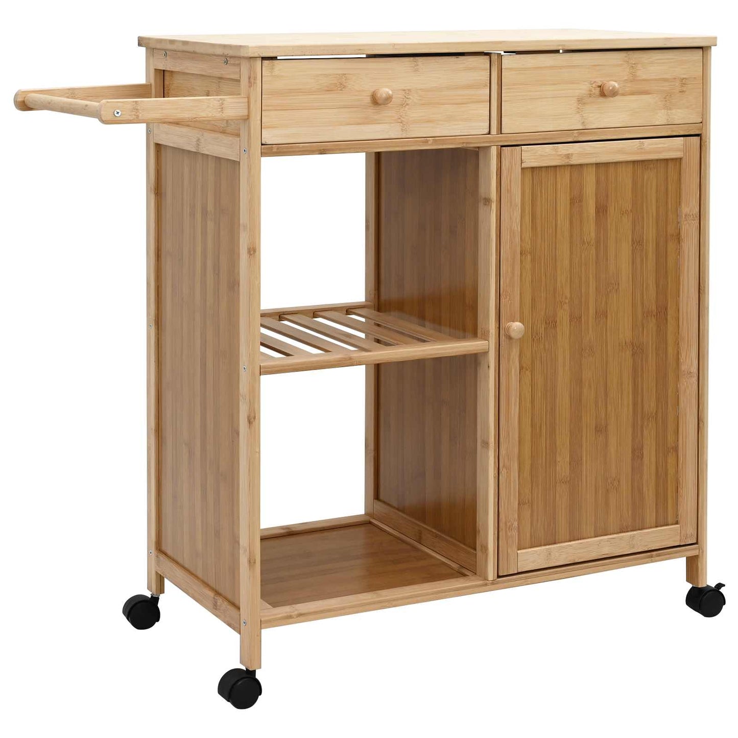 Kjøkkenvogn med hjul Naturlig 90,5 x 36 x 86,5 cm Bambus