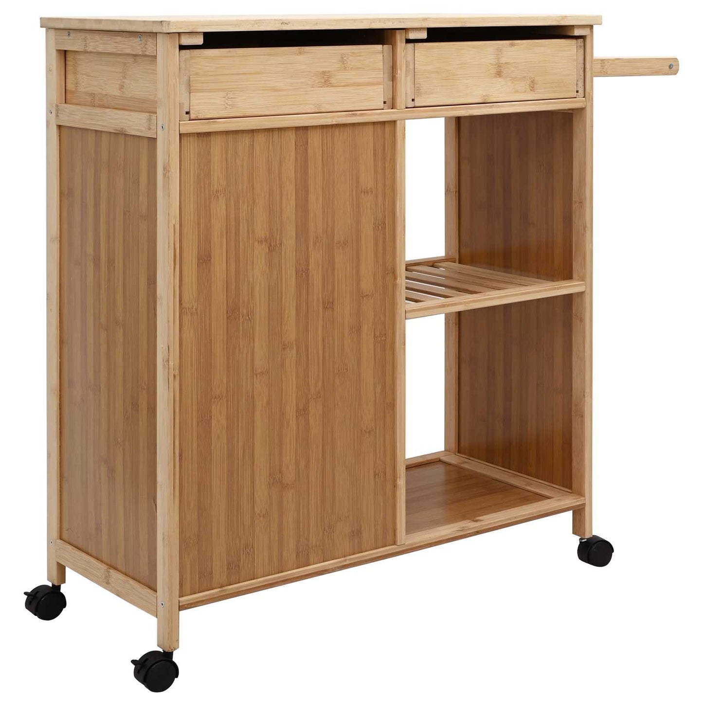 Kjøkkenvogn med hjul Naturlig 90,5 x 36 x 86,5 cm Bambus