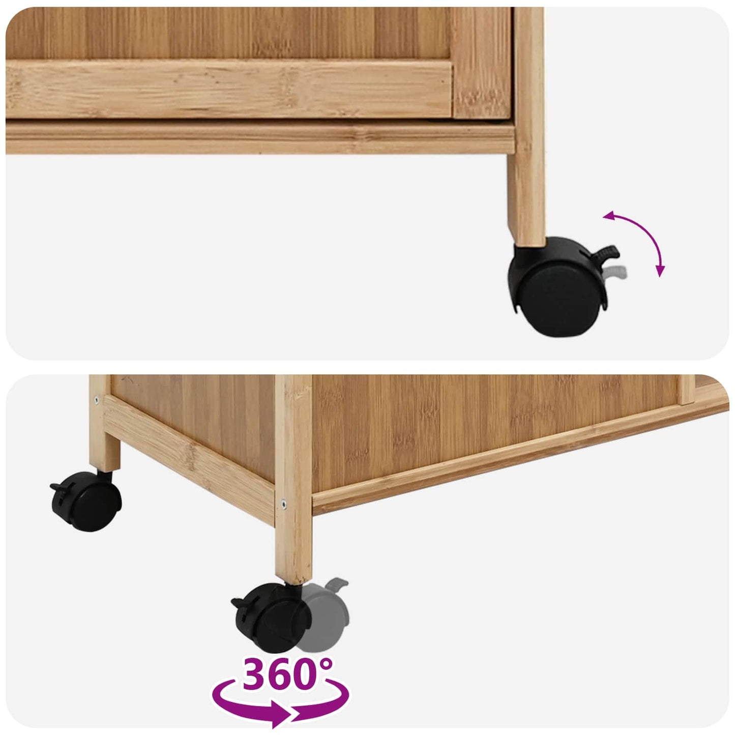 Kjøkkenvogn med hjul Naturlig 90,5 x 36 x 86,5 cm Bambus