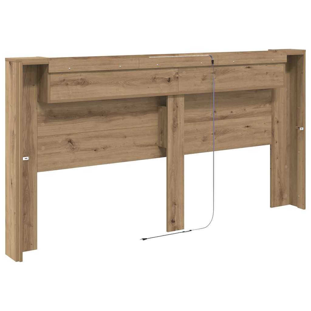 Lagringshodegavl med LED Artisan eik Konstruert tre