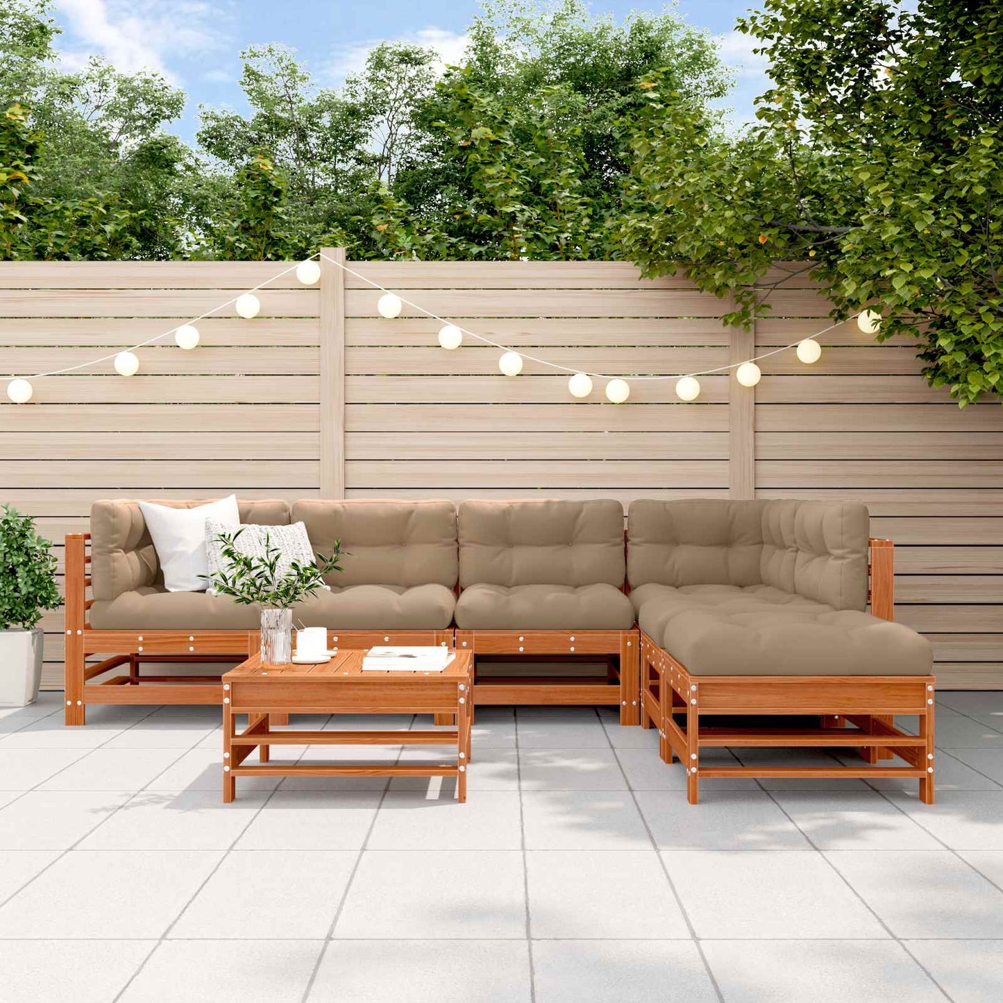 Hage lounge sett 7 pcs VoksBrun Massiv furu vidaXL
