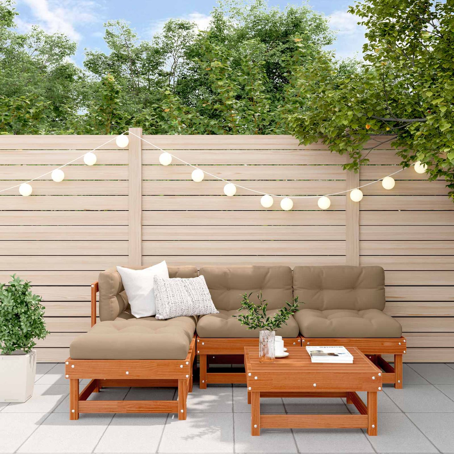 Hage lounge sett 5 pcs VoksBrun Massiv furu