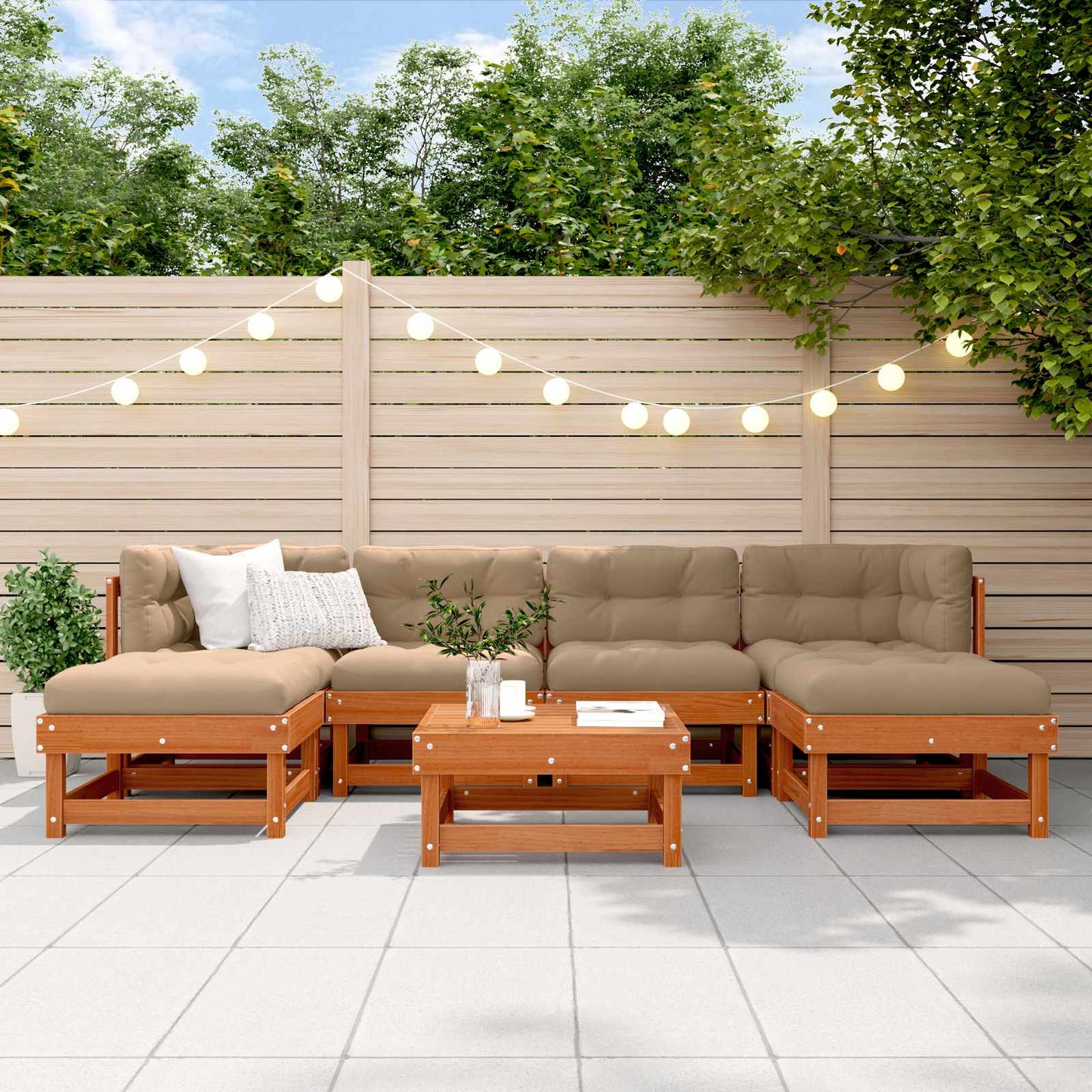 Hage lounge sett 7 pcs VoksBrun Massiv furu