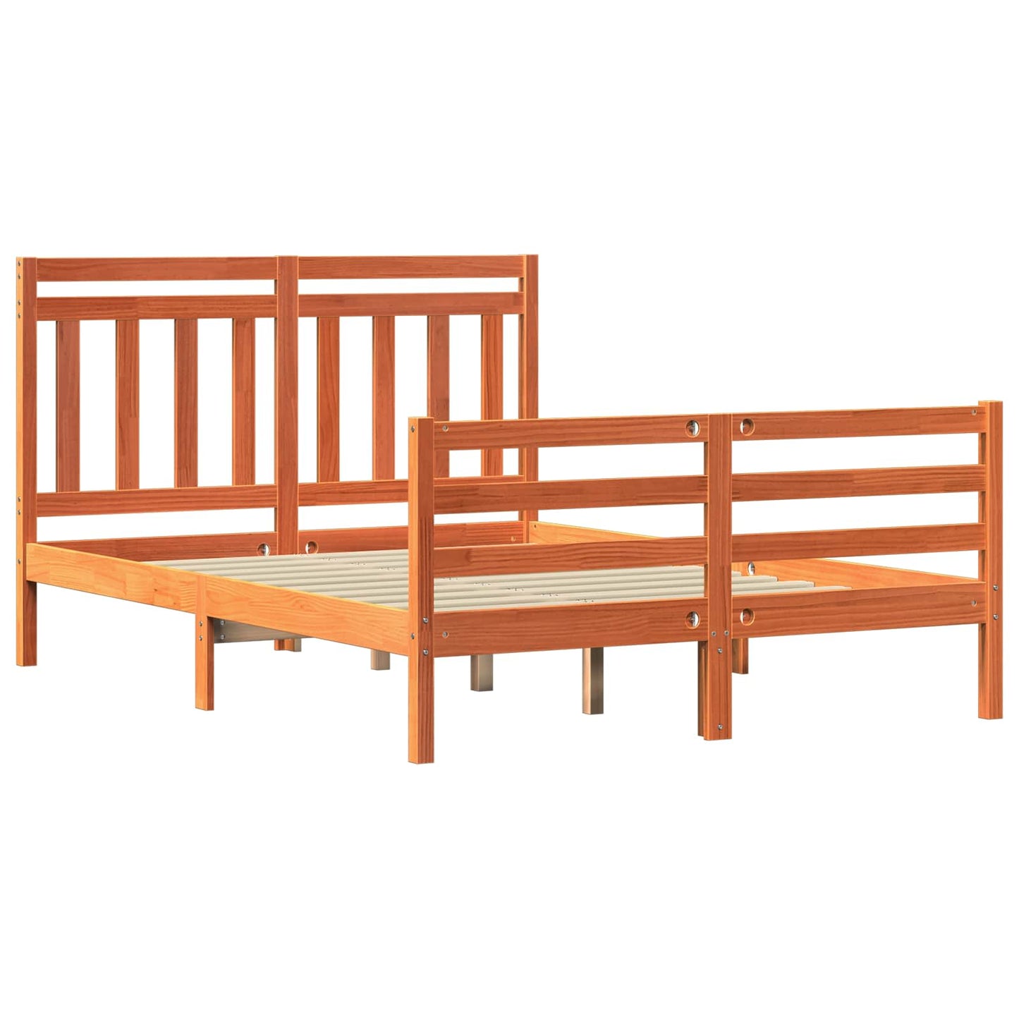 Sengestamme med hodegjerde Vokset Brun 140 x 188 cm