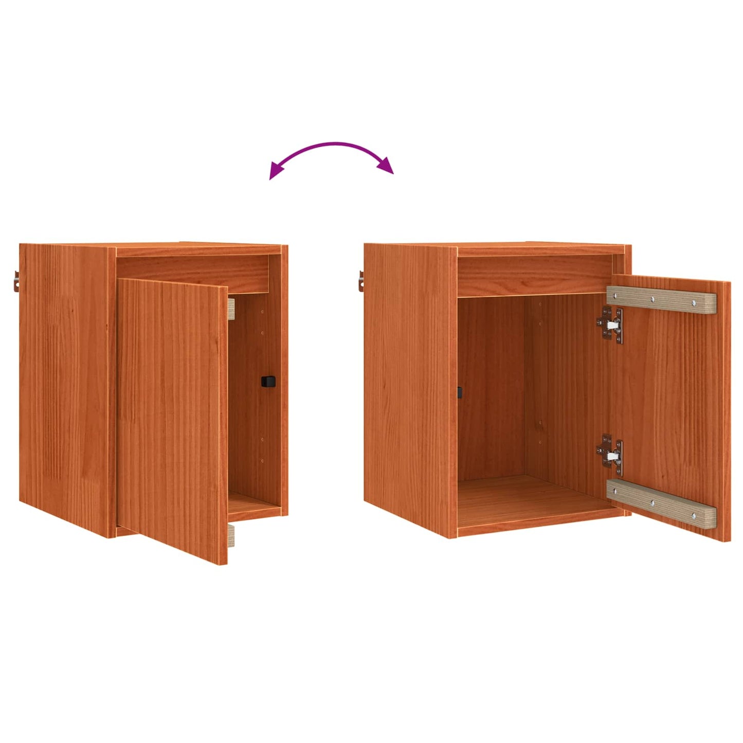 Veggskap Veggmontert 2 stk. Vokset Brun 30 x 30 x 40 cm