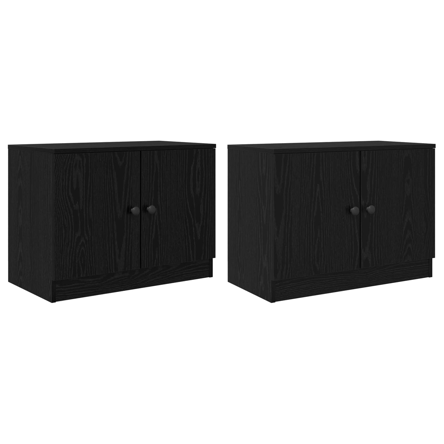 Sengeskap 2 pcs Svart eik 66 x 35 x 48 cm Konstruert tre