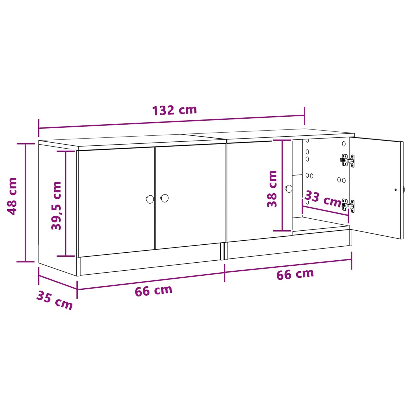 Sengeskap 2 pcs Artisan eik 66 x 35 x 48 cm Konstruert tre