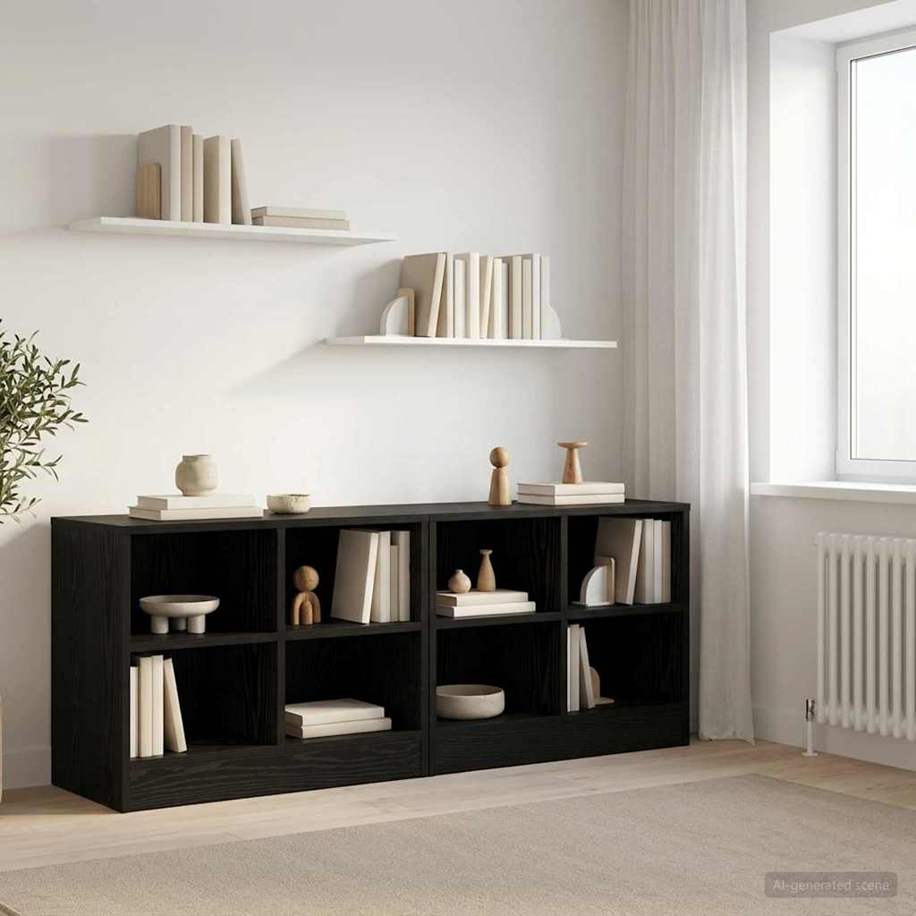 Sengeskap 2 pcs Svart eik 66 x 33 x 48 cm Konstruert tre