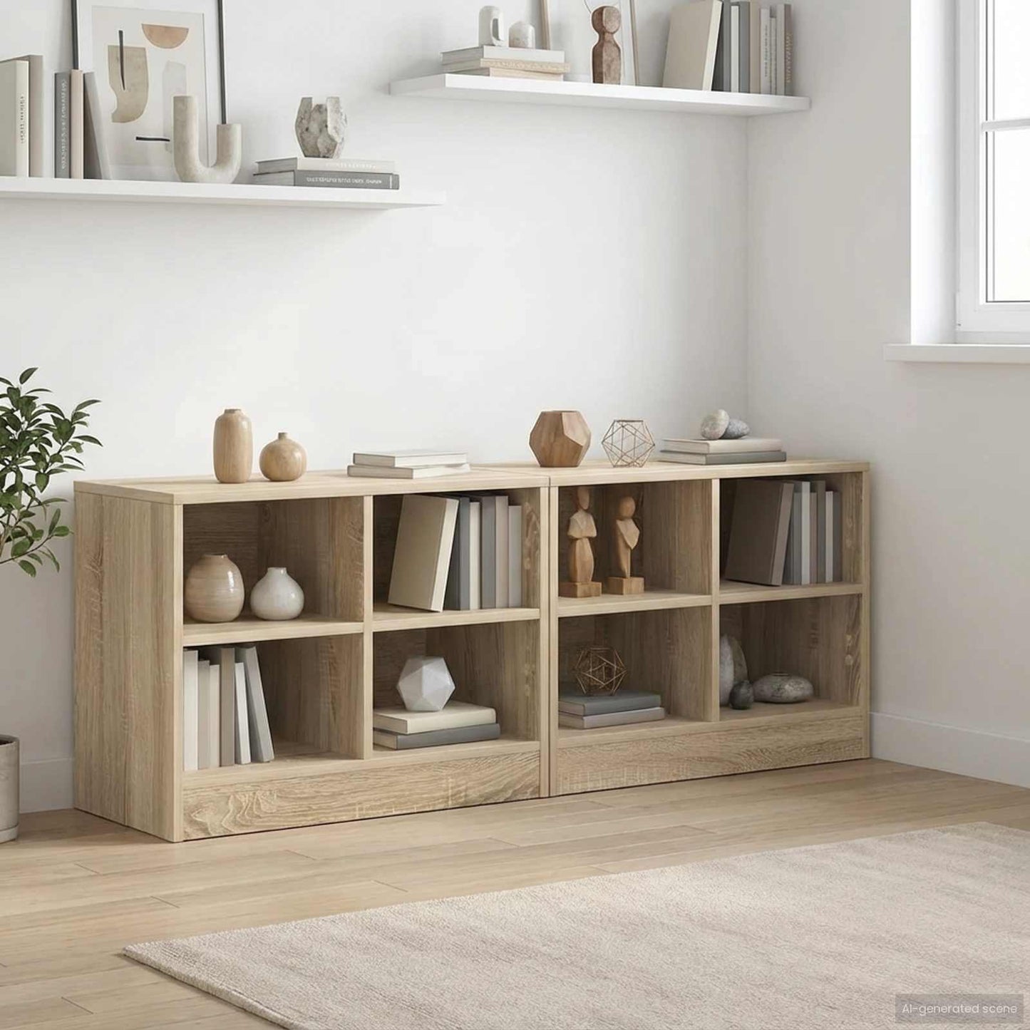 Sengeskap 2 pcs Sonoma eik 66 x 33 x 48 cm Konstruert tre