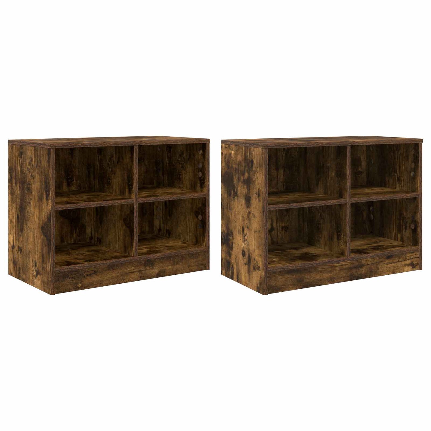 Sengeskap 2 pcs Røkt Eik 66 x 33 x 48 cm Konstruert tre