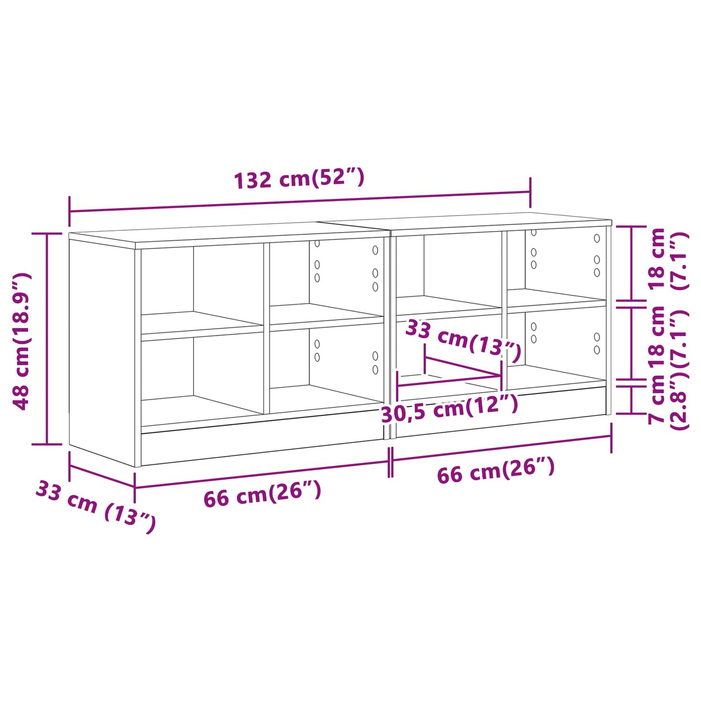 Sengeskap 2 pcs Røkt Eik 66 x 33 x 48 cm Konstruert tre