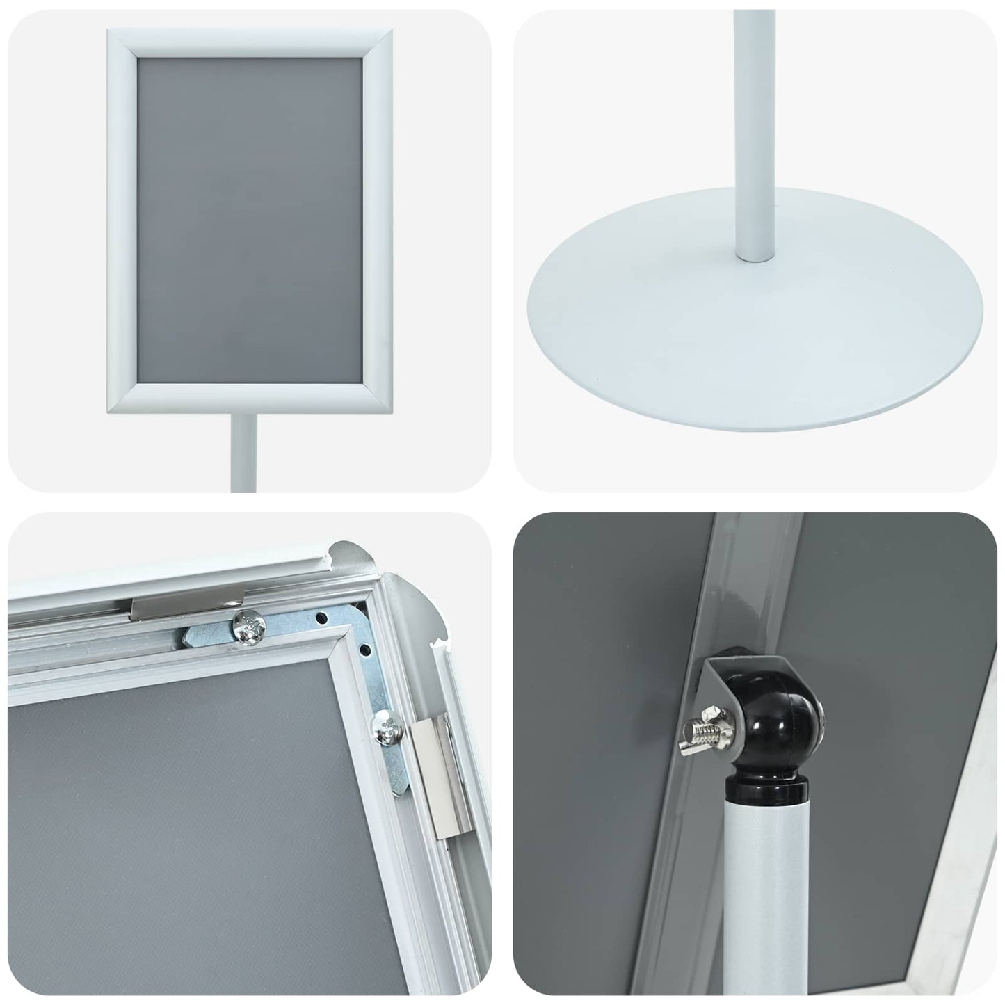 Pedestal plakatstativ sølv 33 x 33 x 126 cm PVC og stål