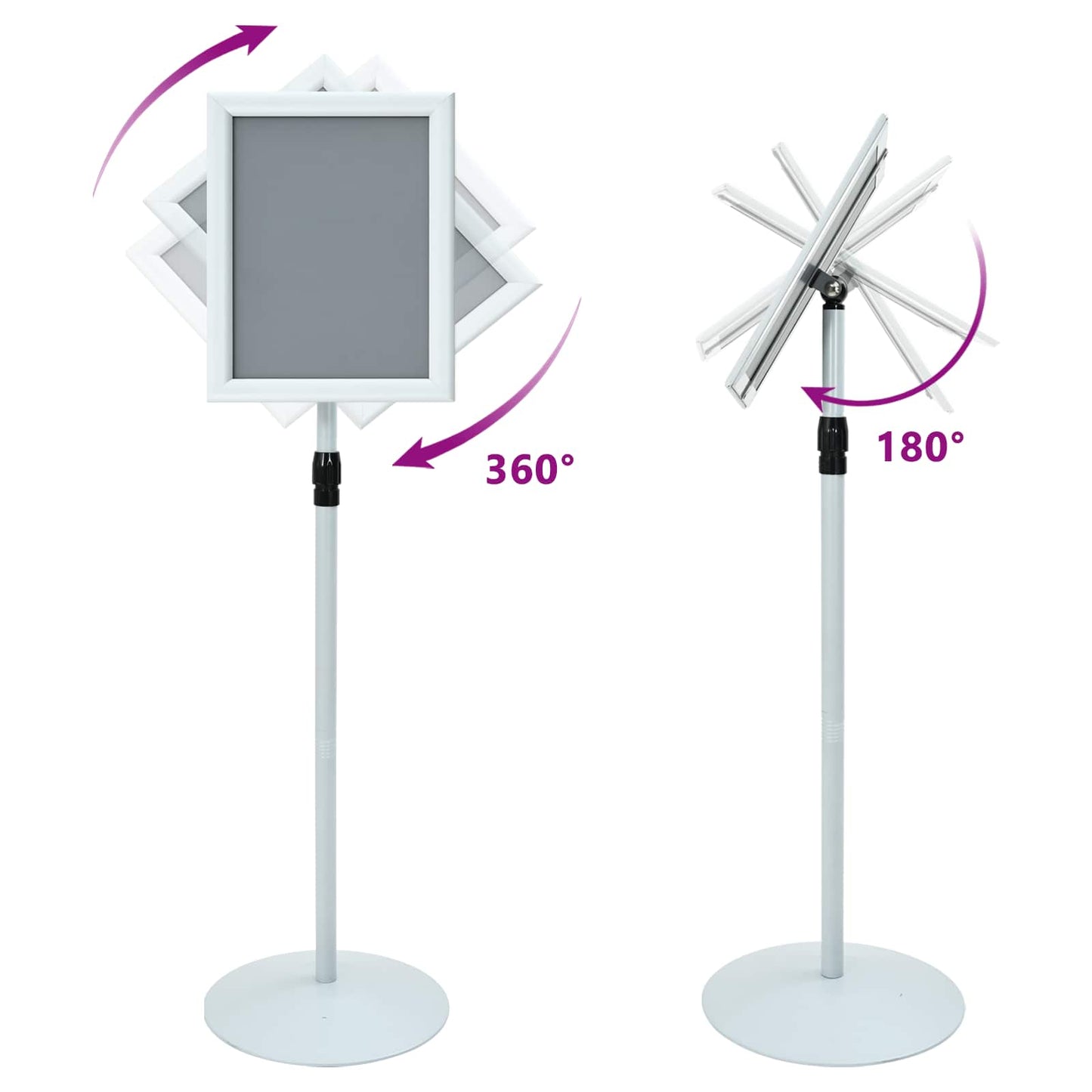 Pedestal plakatstativ sølv 33 x 33 x 126 cm PVC og stål
