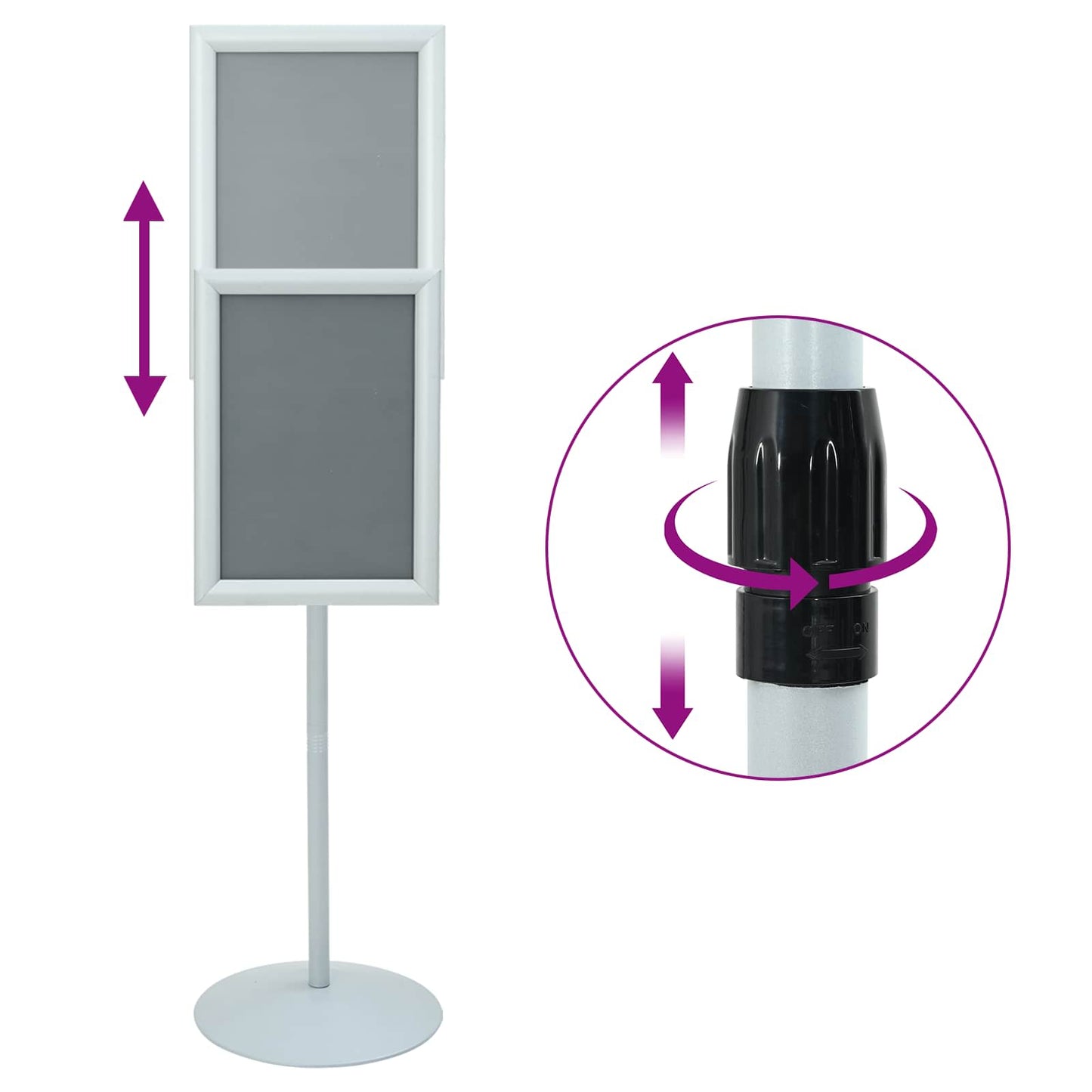 Pedestal plakatstativ sølv 33 x 33 x 126 cm PVC og stål
