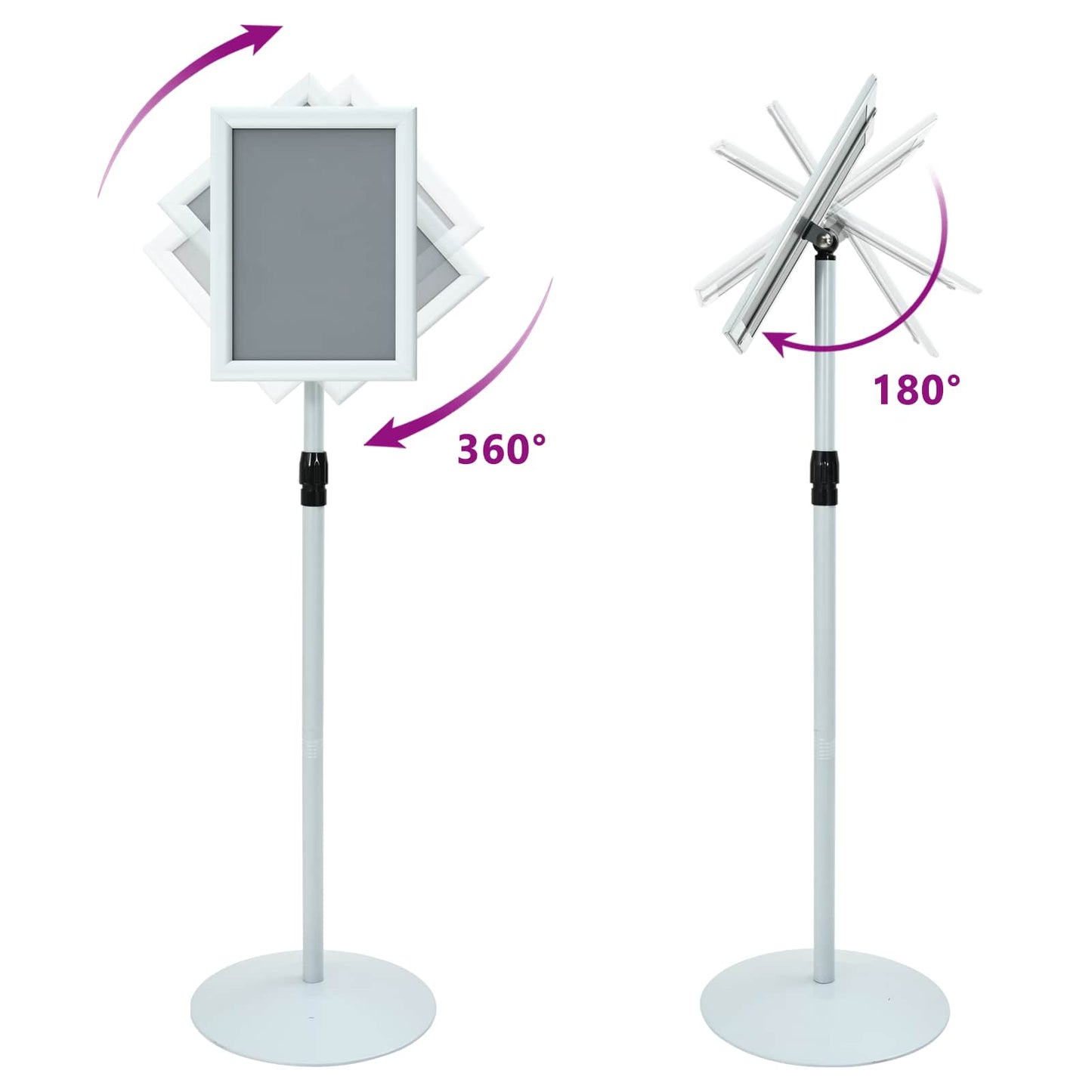 Pedestal plakatstativ sølv 33 x 33 x 123 cm PVC og stål
